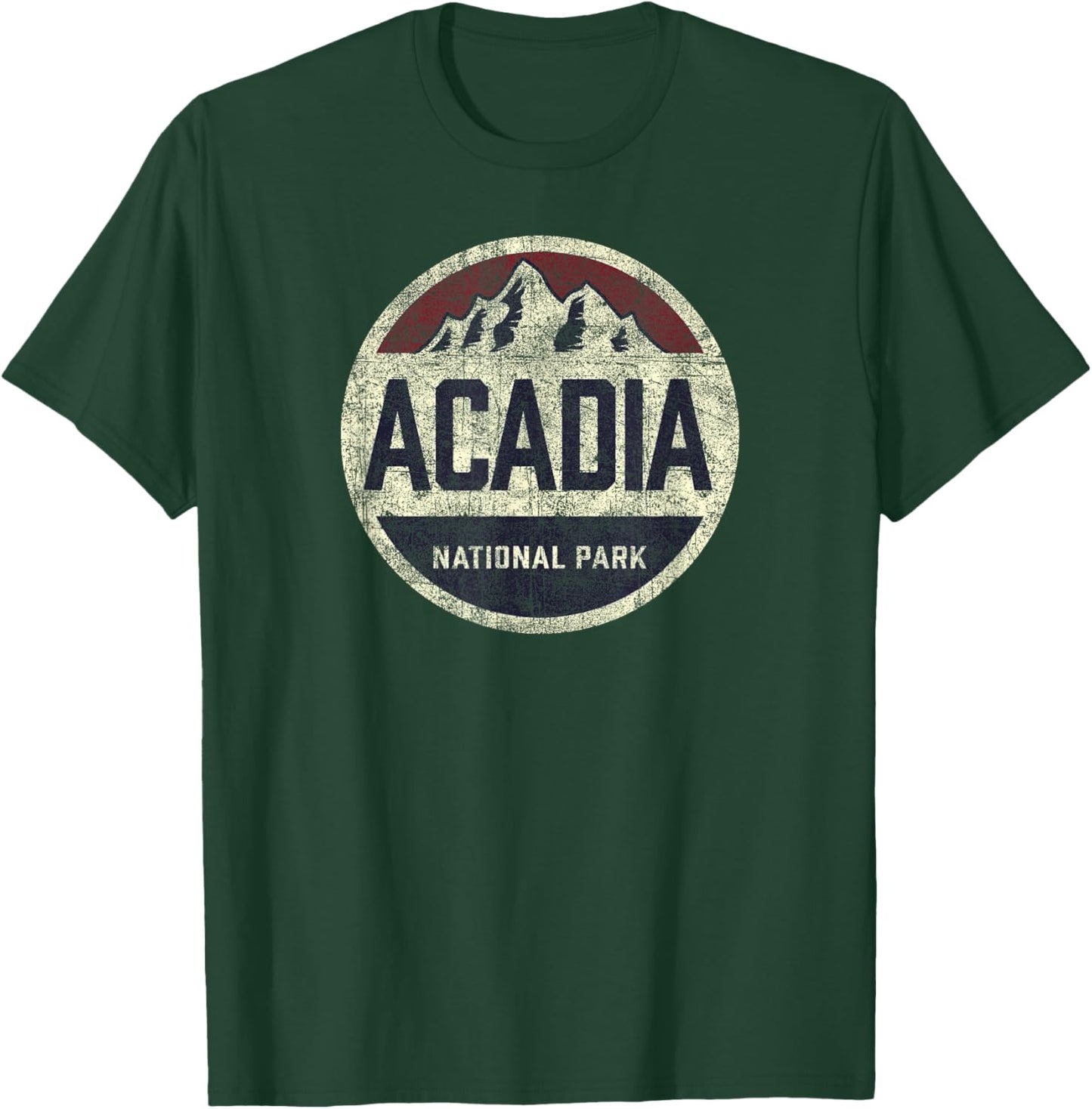Retro Acadia National Park Vintage Mountain Women Men Hiking T-Shirt - T-Shirt | Forest