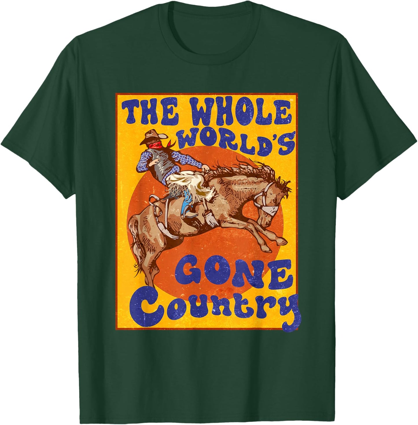 Western Rodeo Cowboy Horse Gone Country Men Women Vintage T-Shirt - T-Shirt | Forest