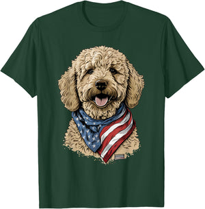 Goldendoodle 4th of july patriotic golden doodle dog T-Shirt - T-Shirt | Forest