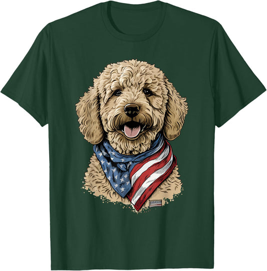Goldendoodle 4th of july patriotic golden doodle dog T-Shirt - T-Shirt | Forest