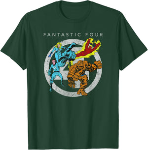 Marvel Fantastic Four Team up Distressed Classic Logo T-Shirt - T-Shirt | Forest