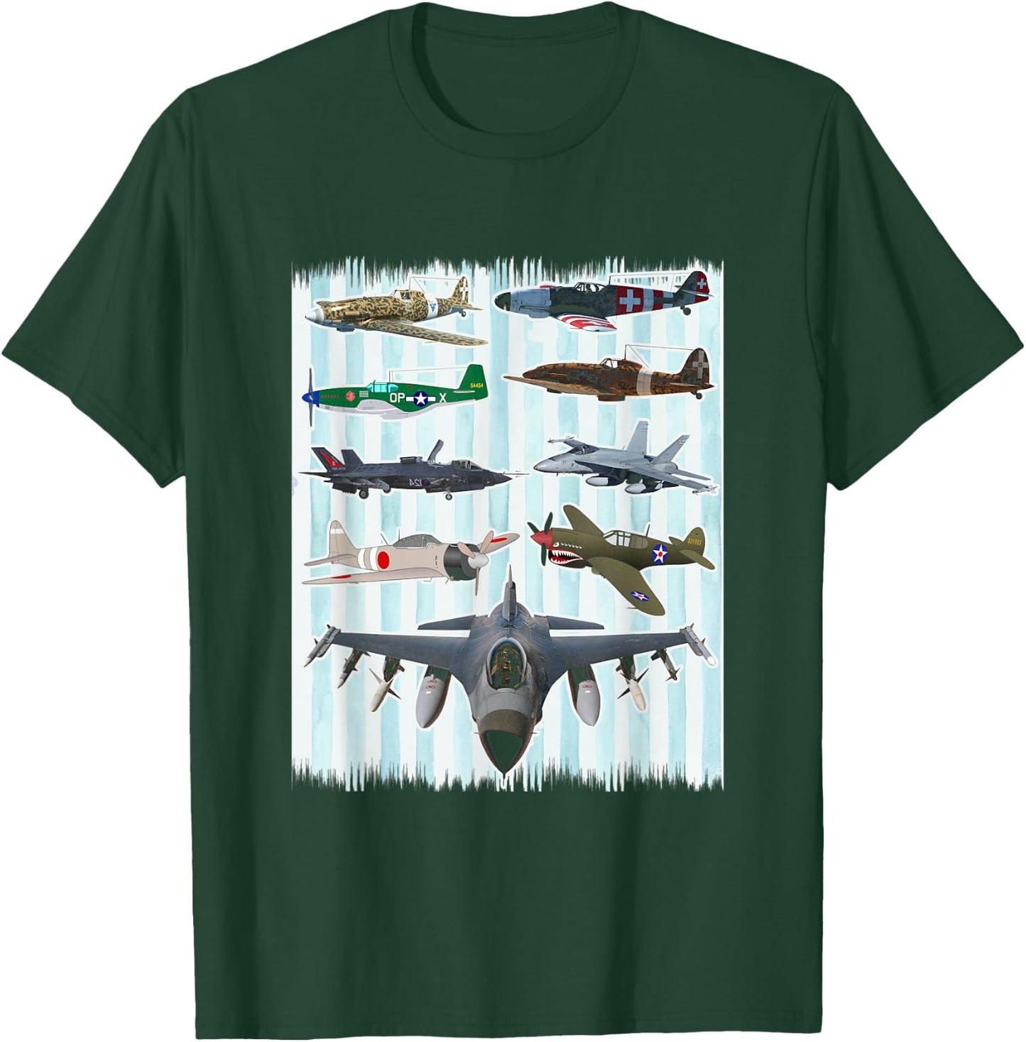 WW2 Planes Warbirds P51 Mustang Spitfire Messerschmitt T-Shirt - T-Shirt | Forest