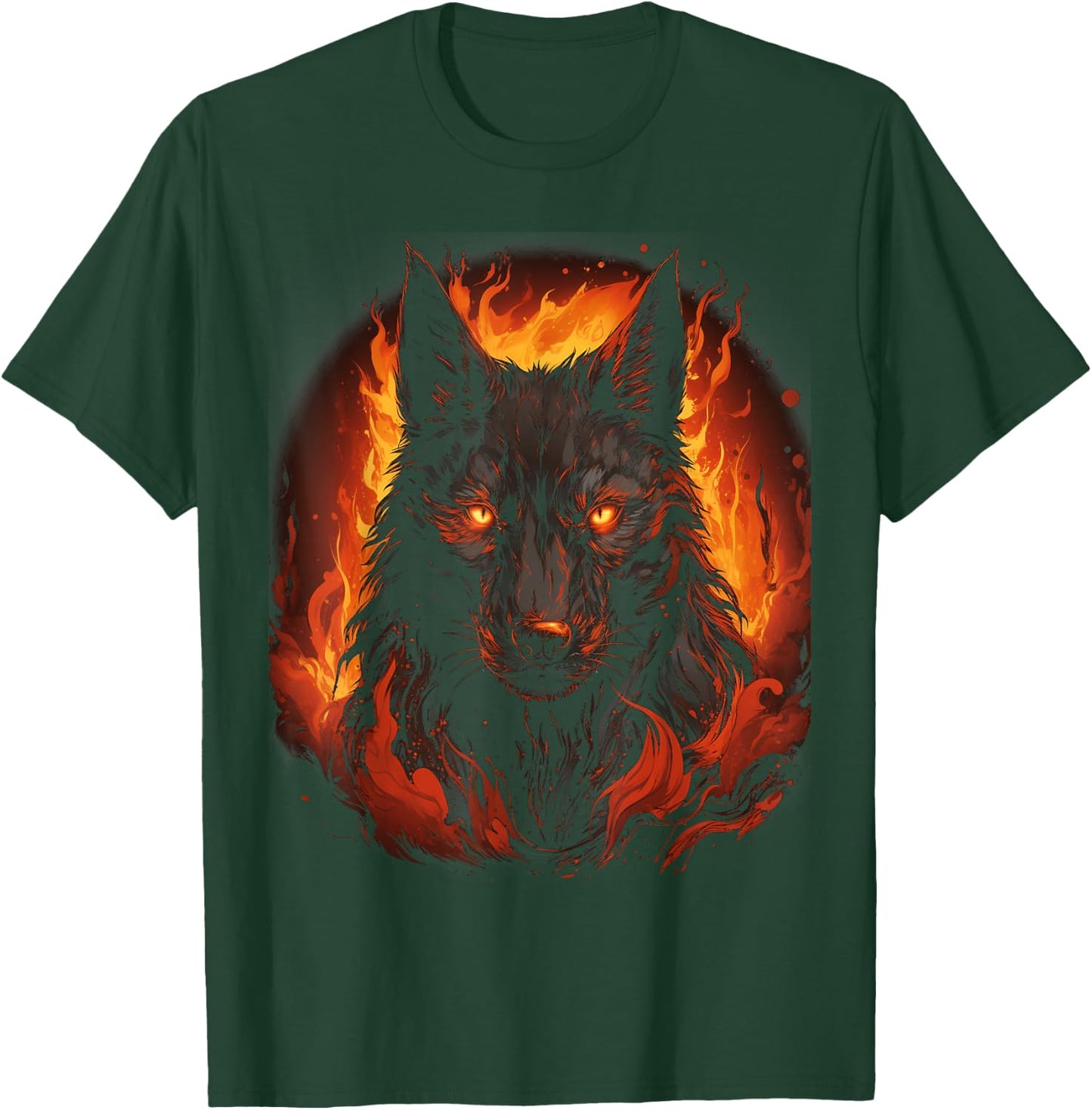 Wolf Howling Fire Mythical Creature Graphic T-Shirt - T-Shirt | Forest