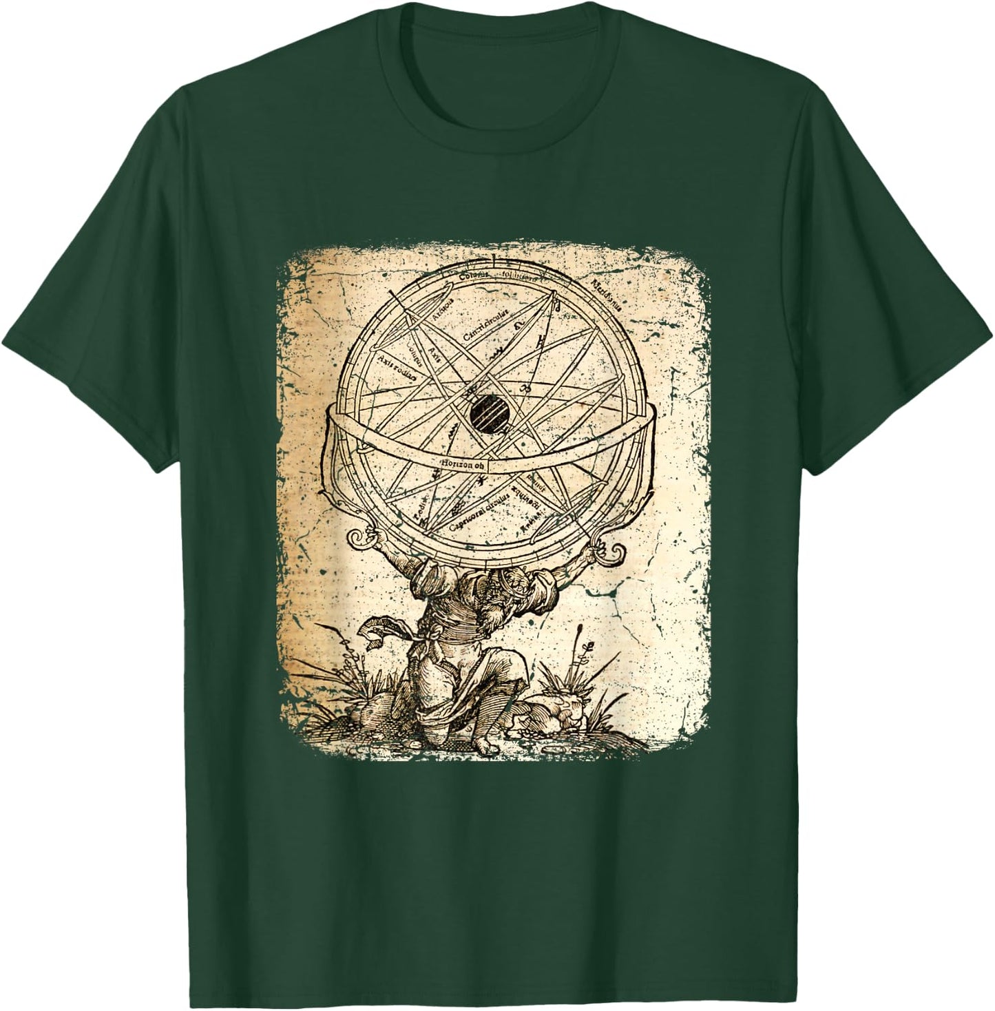Vintage Atlas Greek God mythology Titan God History Art T-Shirt - T-Shirt | Forest