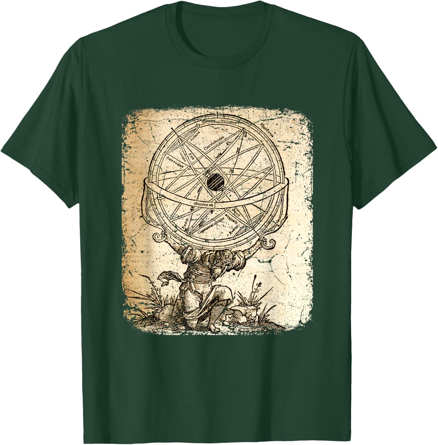 Vintage Atlas Greek God mythology Titan God History Art T-Shirt - T-Shirt | Forest