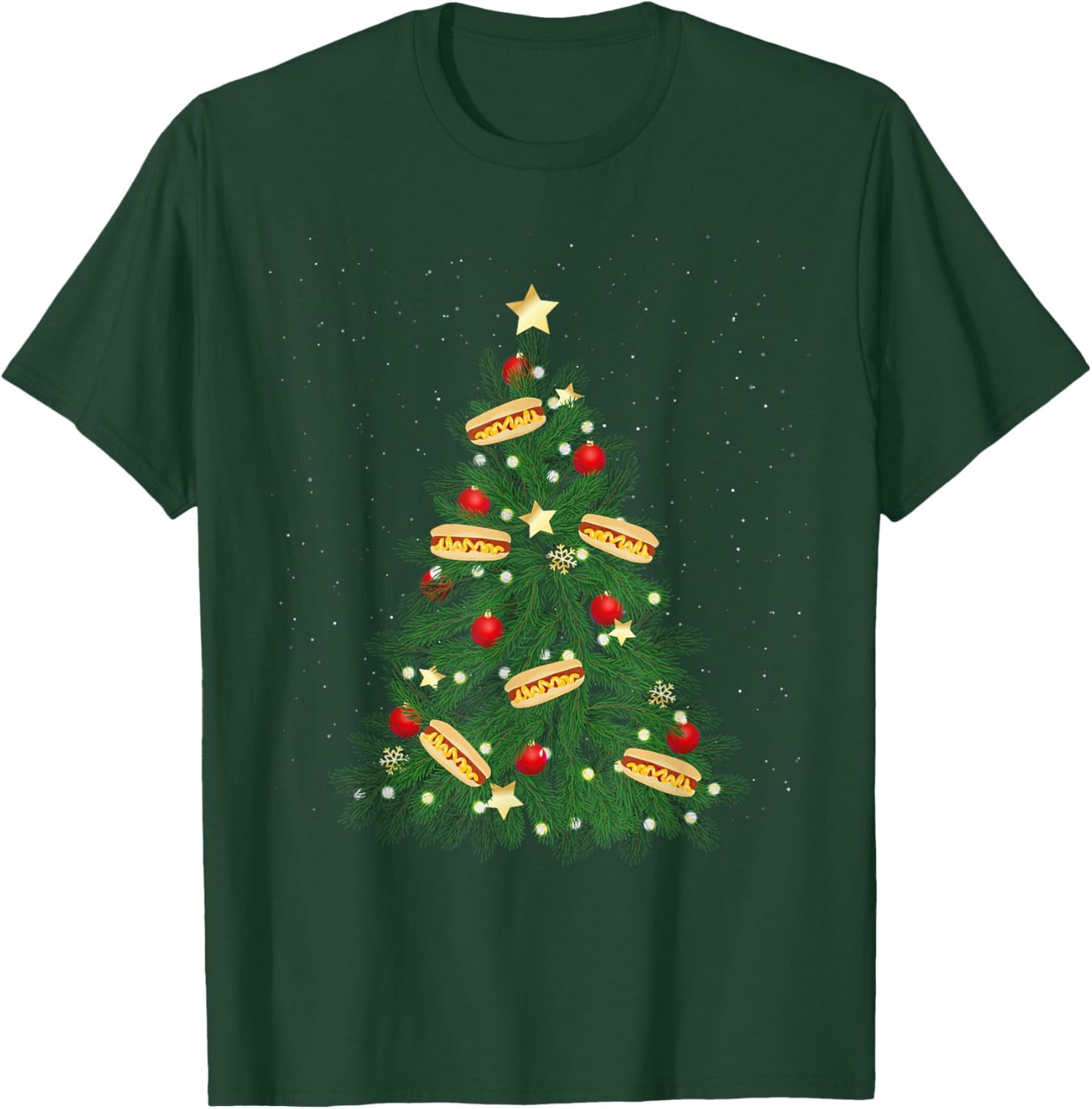 Hot Dog Adult Christmas Tree T-Shirt - T-Shirt | Forest
