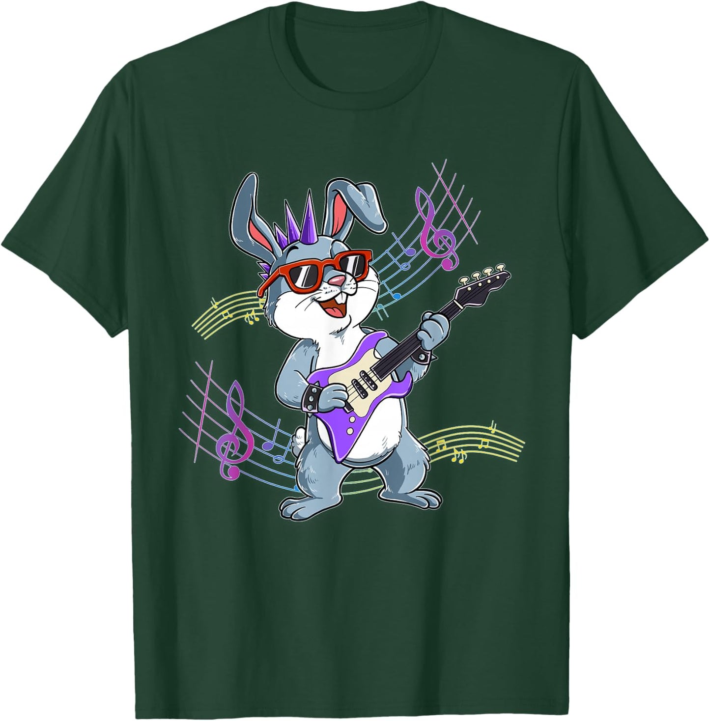 Rabbit Guitar Rockstar T-Shirt - T-Shirt | Forest