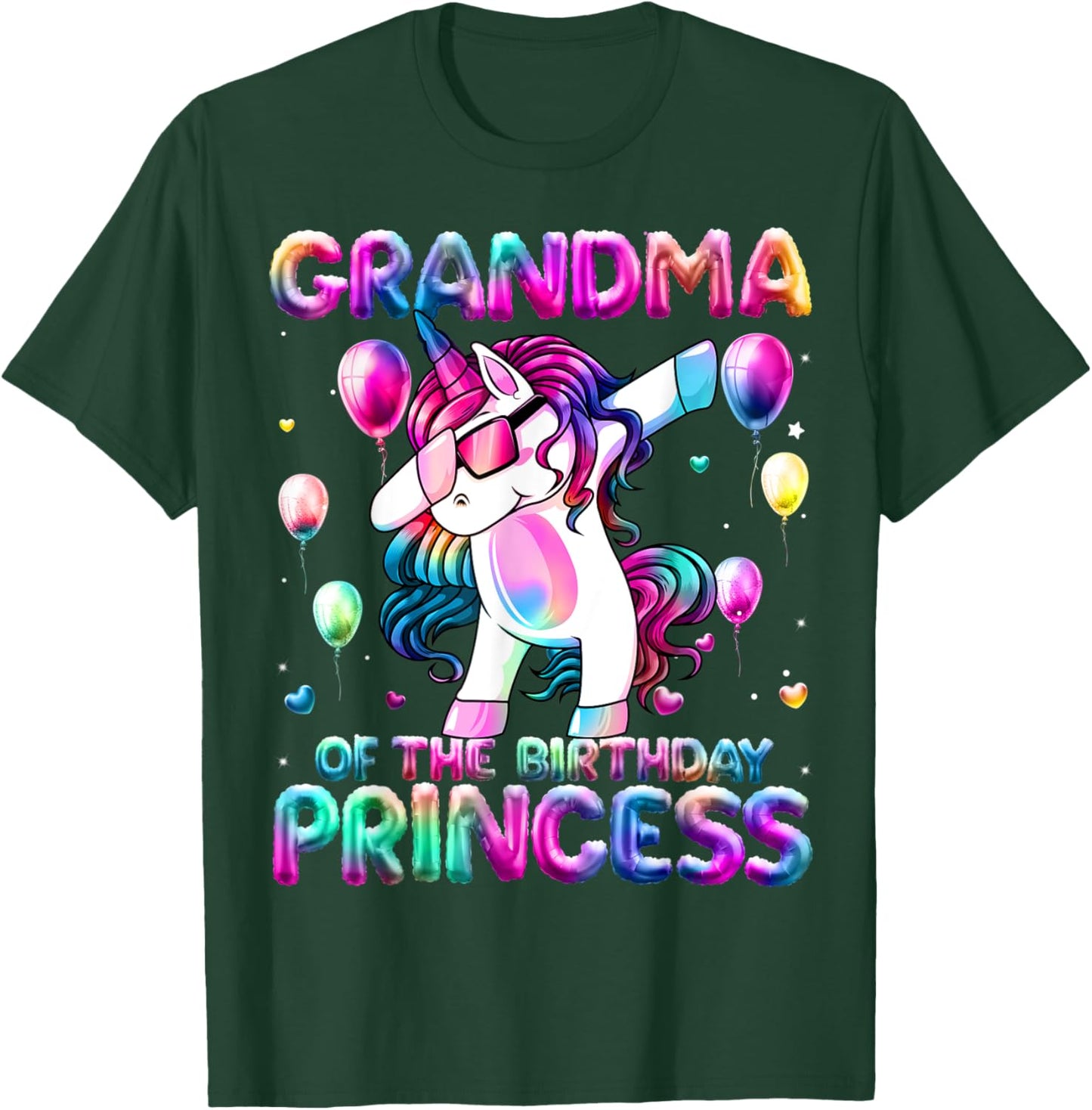 Grandma of the Birthday Princess Girl Dabbing Unicorn Mimi T-Shirt - T-Shirt | Forest