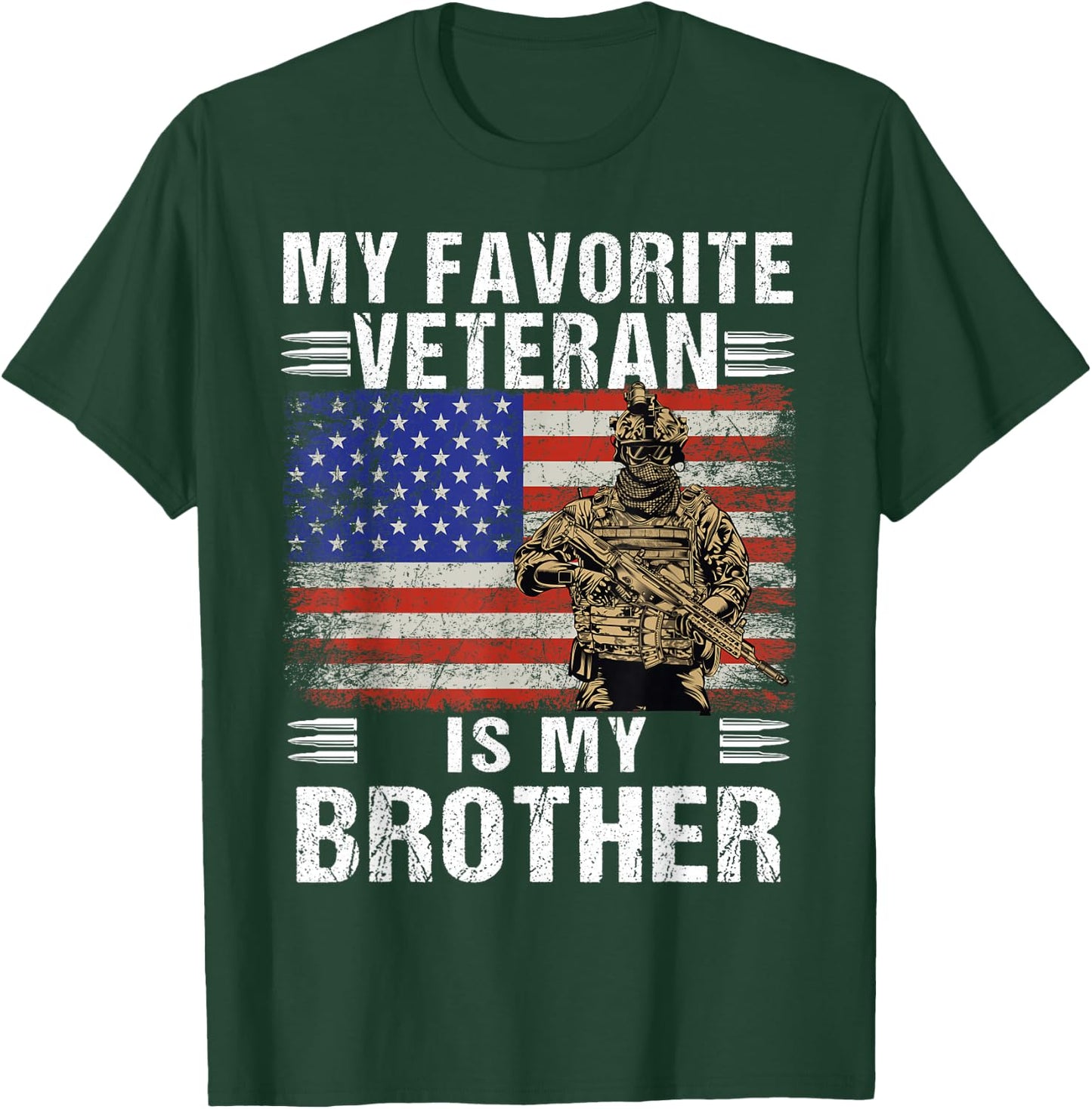My Favorite Veteran Is My Brother Veterans Day American Flag T-Shirt - T-Shirt | Forest