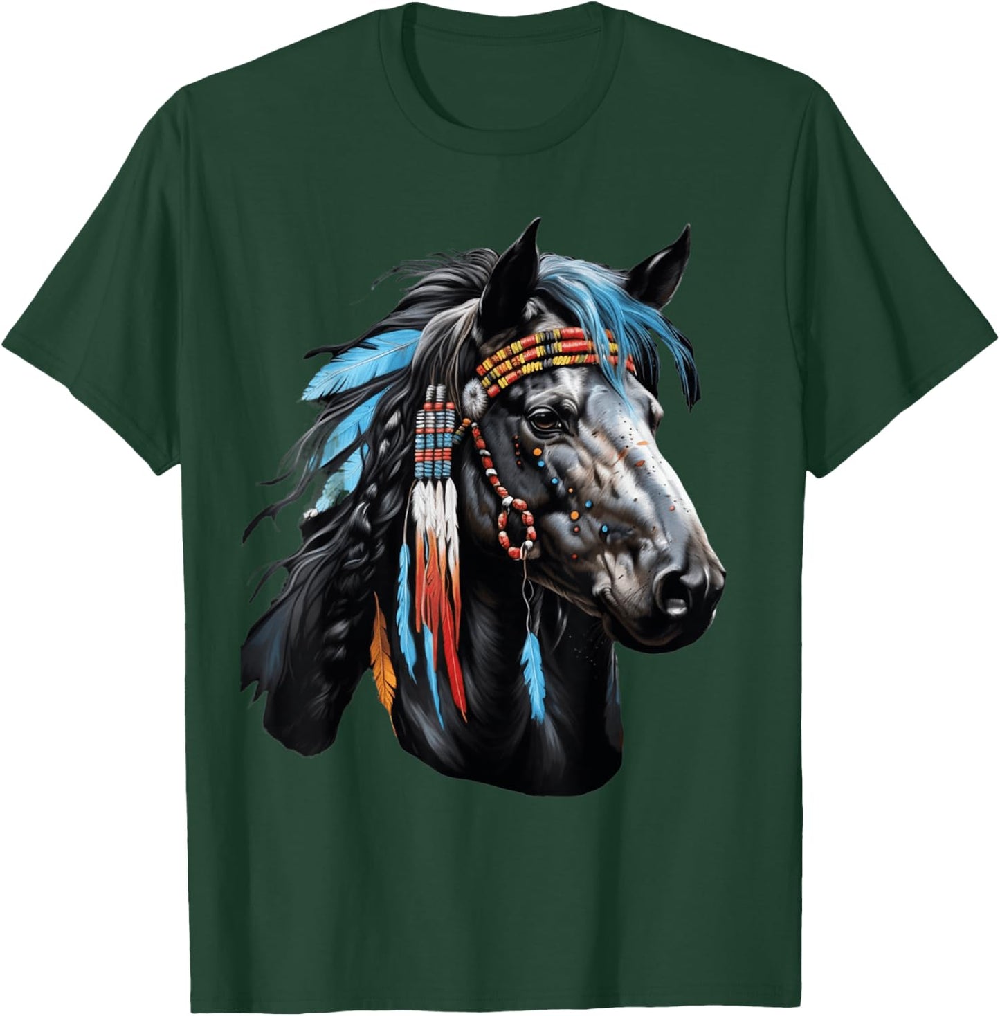 Power Native American Horse - for spirit and body T-Shirt - T-Shirt | Forest