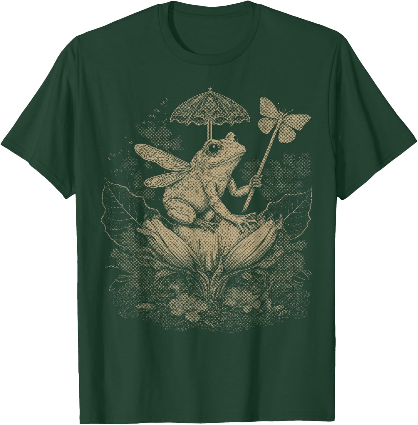 Cute Fairycore Floral Frog Aesthetic Girls Women Graphic T-Shirt - T-Shirt | Forest