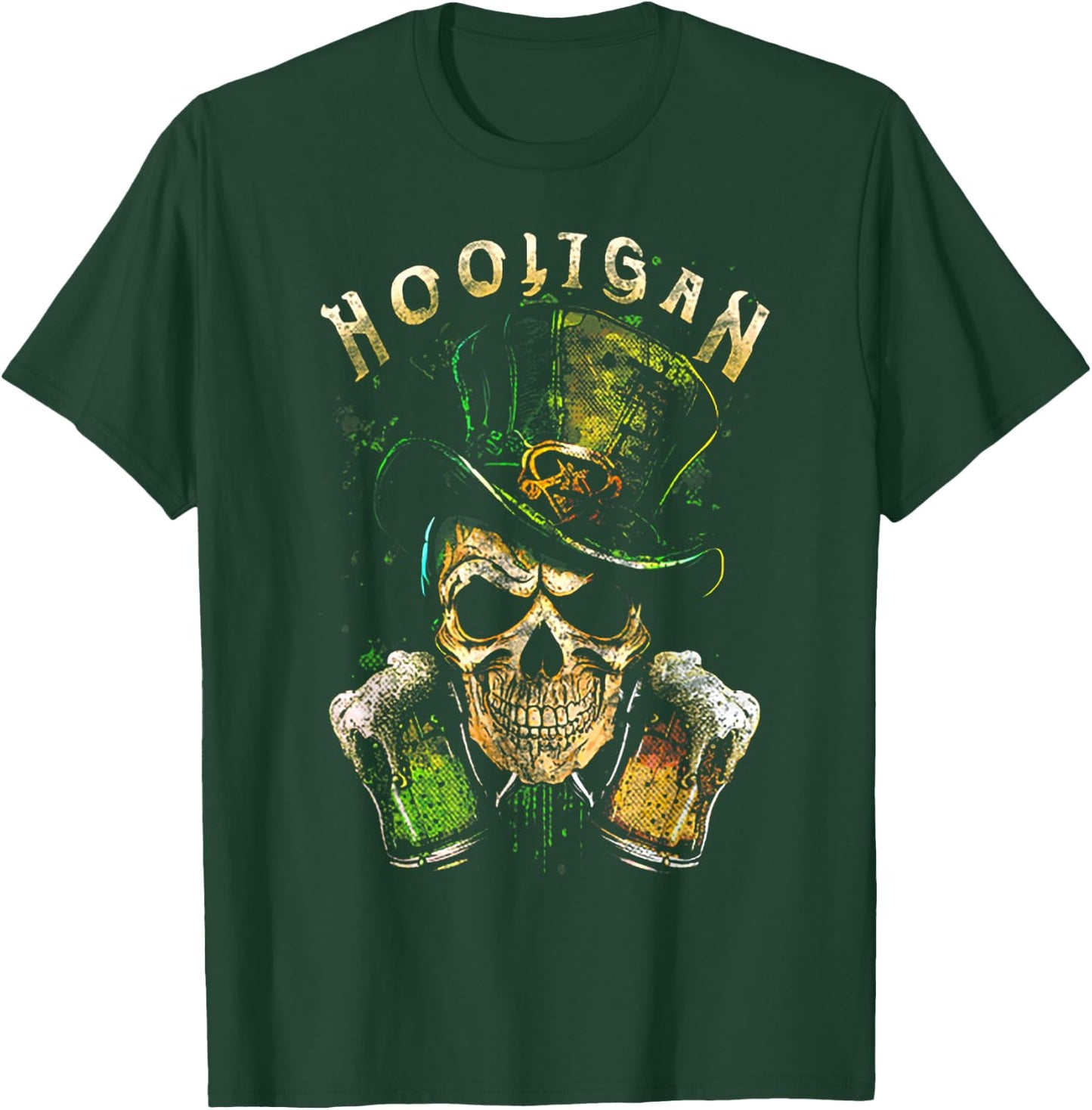 Hooligan Skull Beer Irish T-Shirt - T-Shirt | Forest