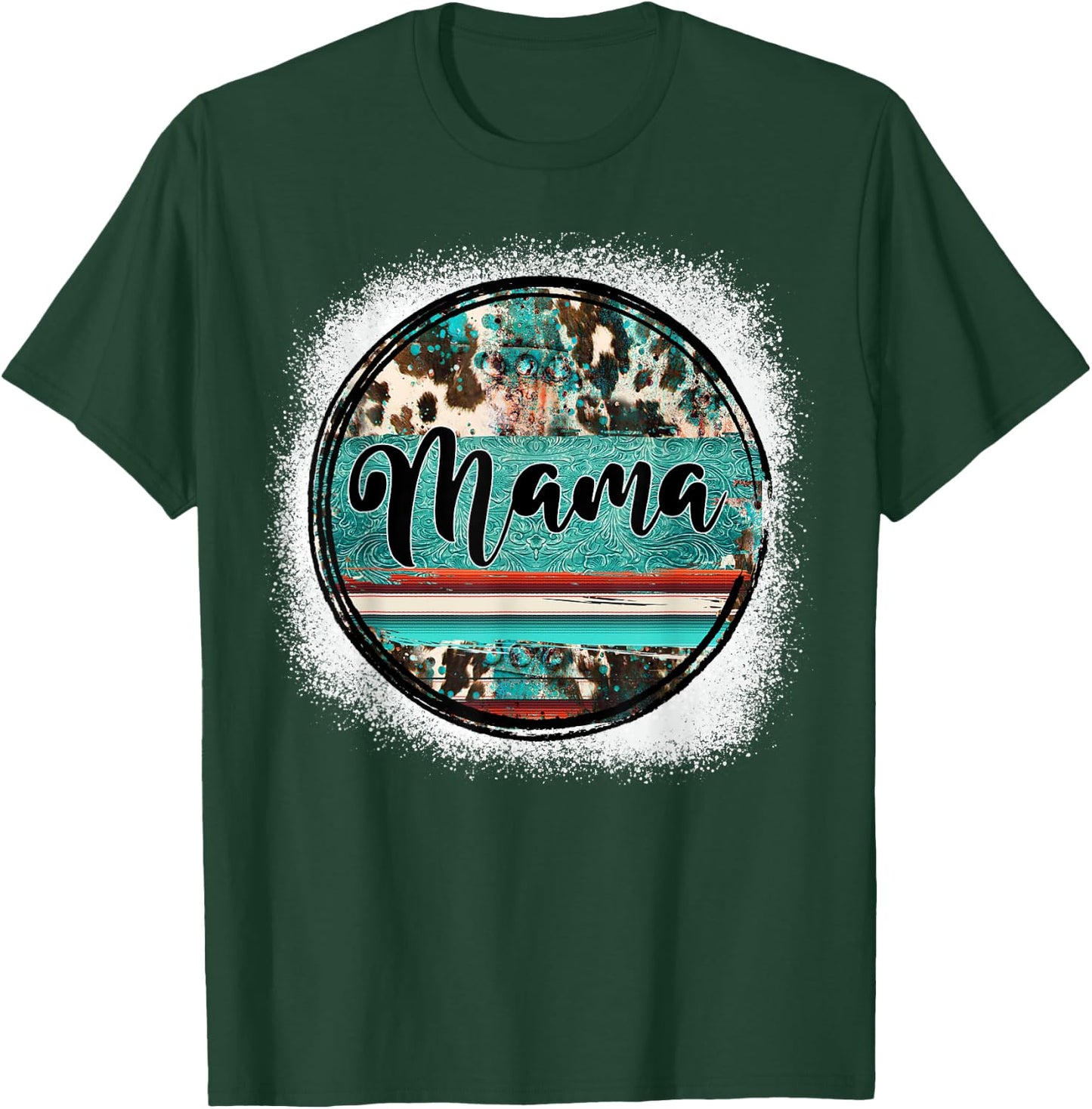 Western Bleached Turquoise Cowgirl Rodeo Mama Mother's Day T-Shirt - T-Shirt | Forest