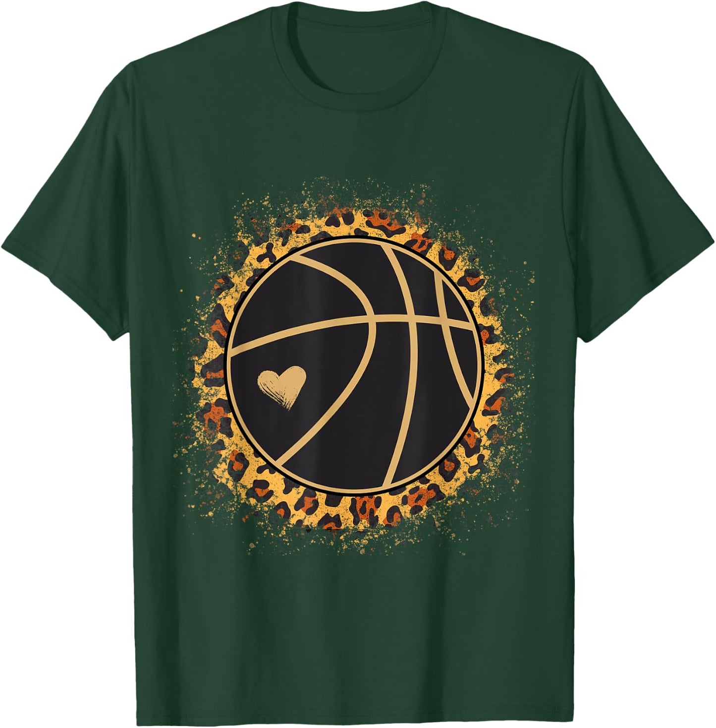 Cute Basketball Leopard Print, Female Basketball Player T-Shirt - T-Shirt | Forest