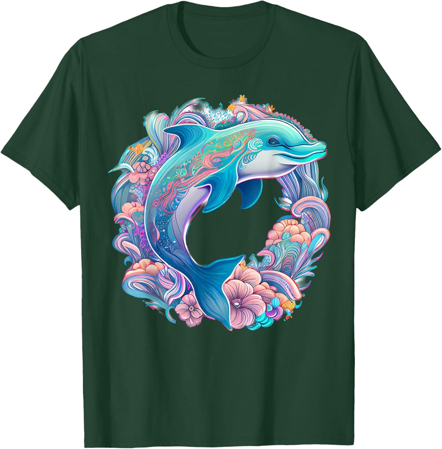 Easter Festive Illustration with Charming Dolphin Artwork T-Shirt - T-Shirt | Forest