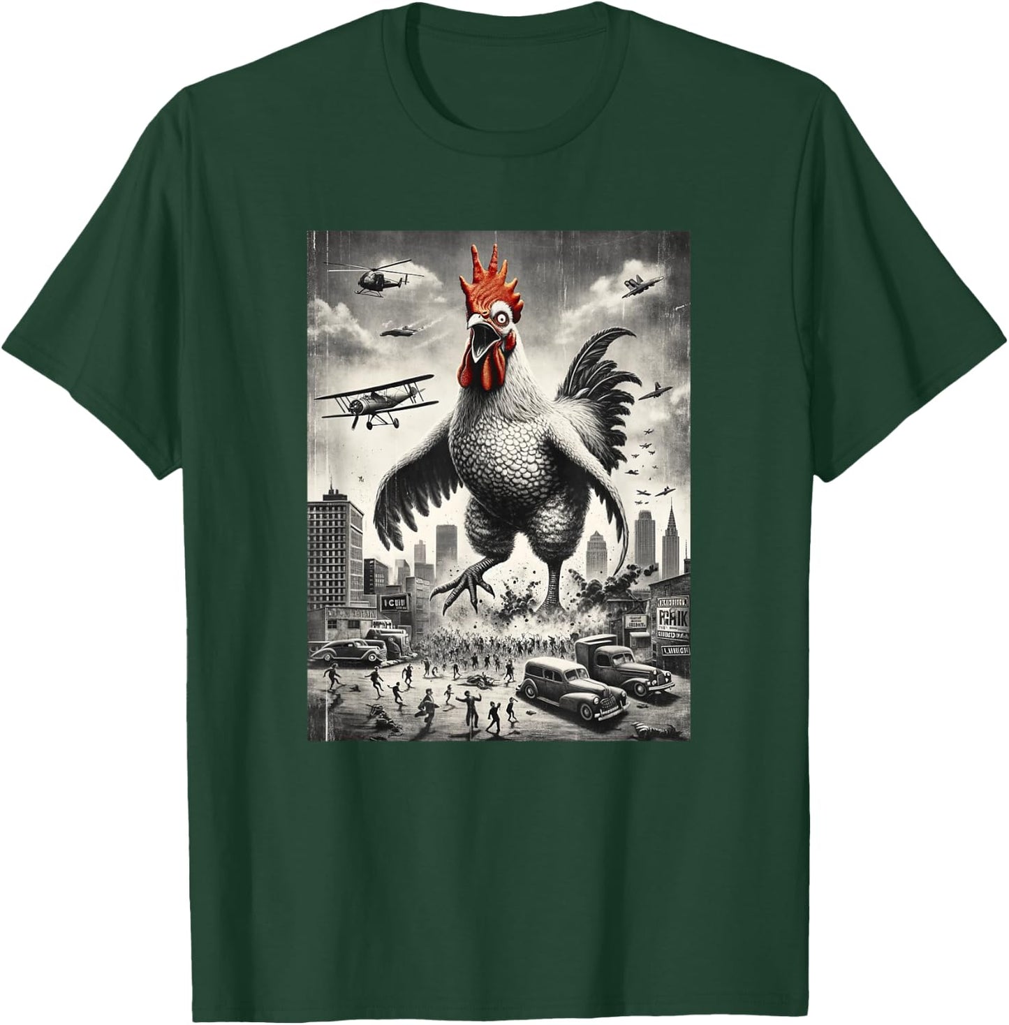 Funny Chickenzilla Monster Movie Parody Men Women Kids T-Shirt - T-Shirt | Forest