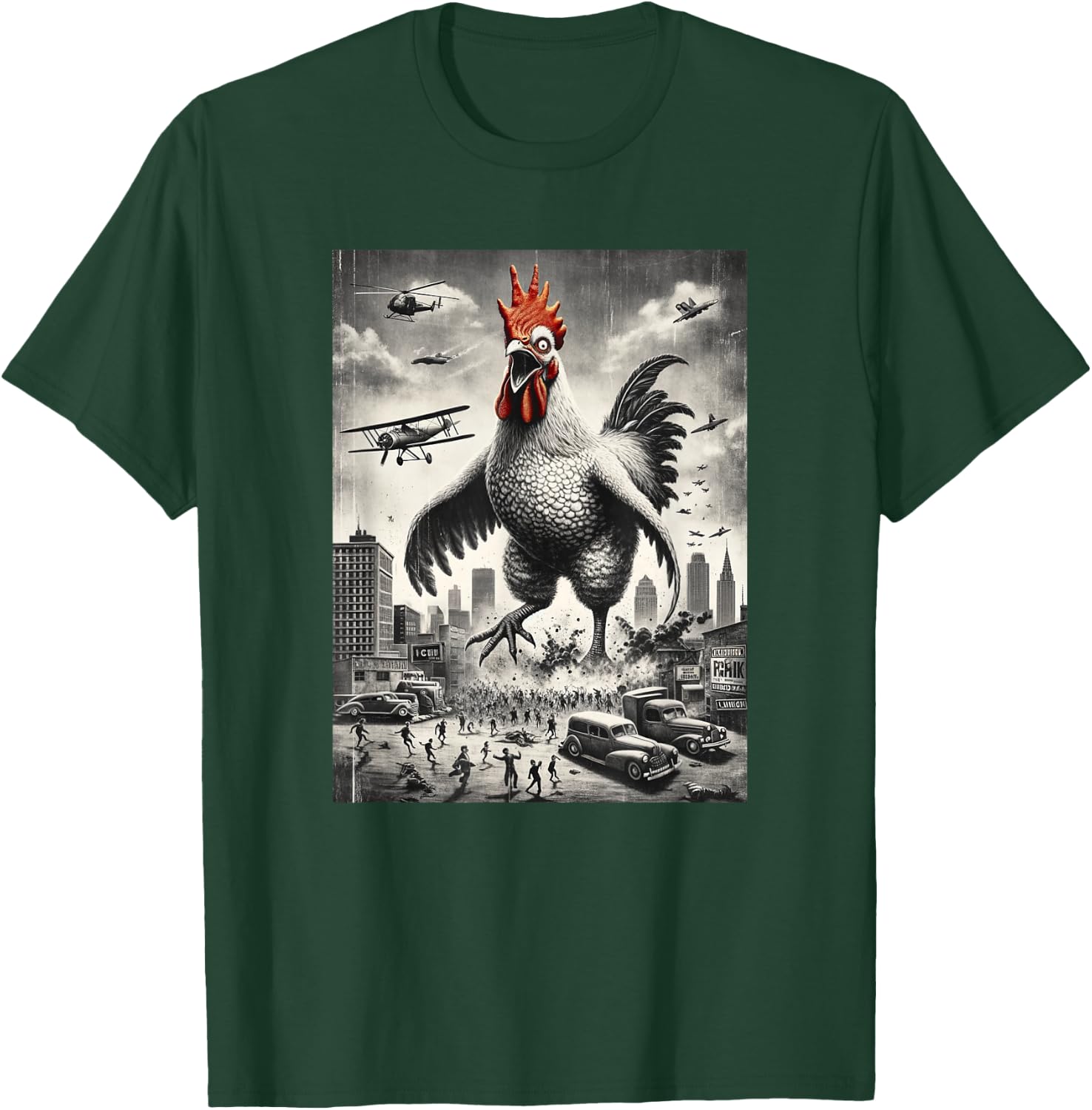 Funny Chickenzilla Monster Movie Parody Men Women Kids T-Shirt - T-Shirt | Forest