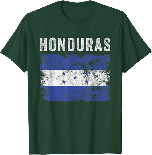 Honduras Flag Distressed - Men Women Kids - Honduran Flag T-Shirt - T-Shirt | Forest