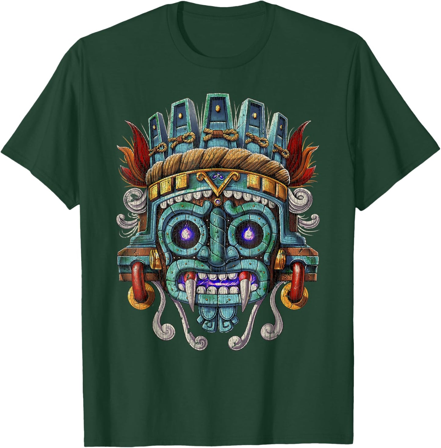 Vintage Aztec God Tlaloc Mayan Mythology Deity Mexican copy T-Shirt - T-Shirt | Forest