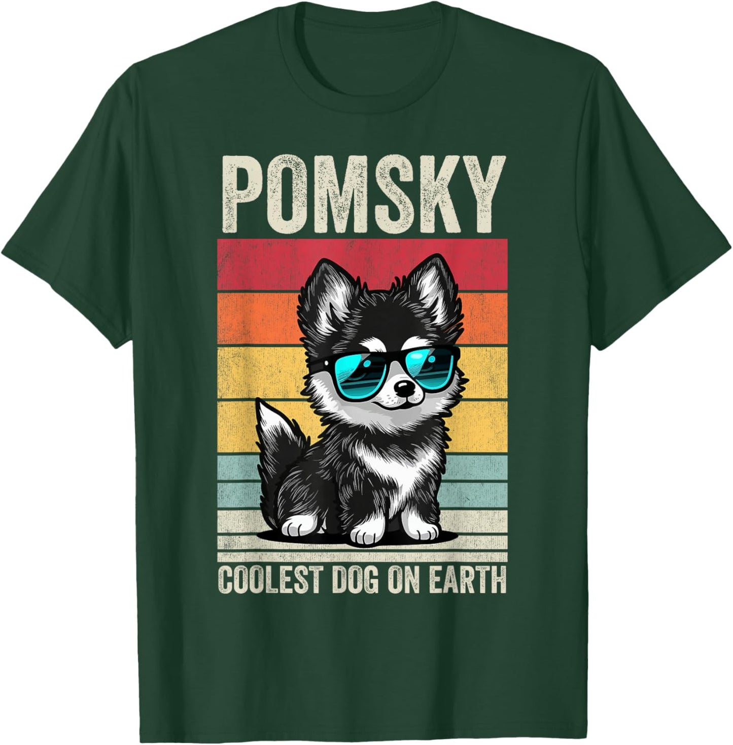 Pomsky Coolest Dog On Earth, Vintage Pomsky T-Shirt - T-Shirt | Forest