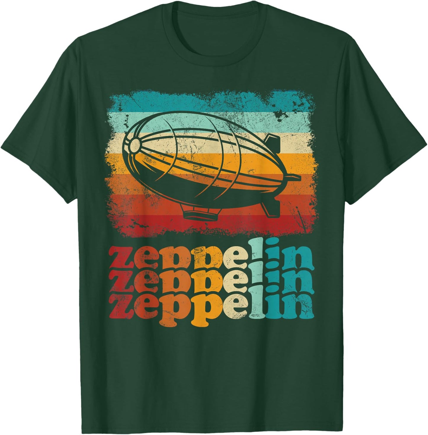 Dirigible Airship Retro Zeppelin 70s 80s Zepelin Zepplin T-Shirt - T-Shirt | Forest