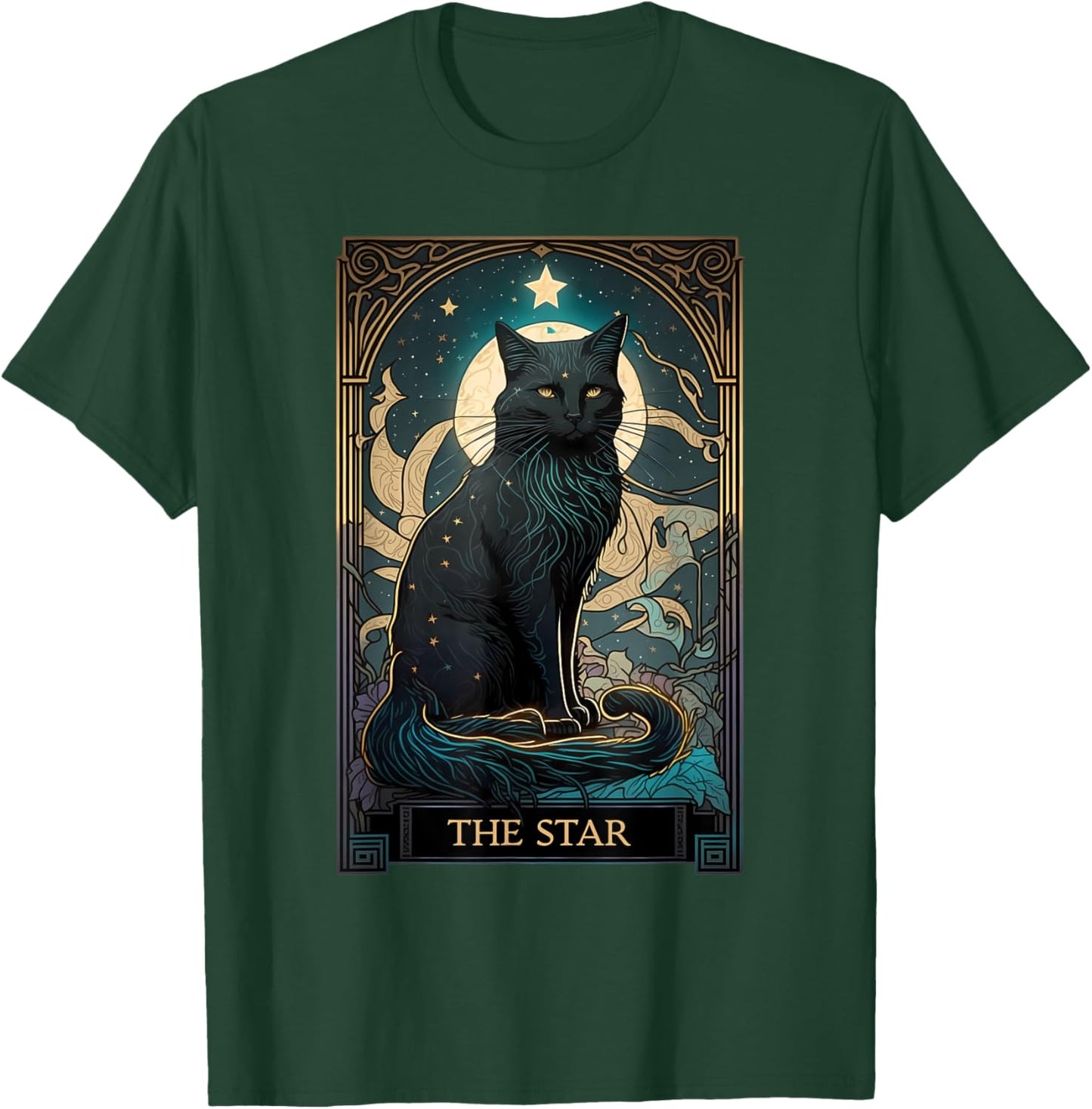 Cat Tarot Card Star Tarot Card Cat Mom of Cats Cat Lover T-Shirt - T-Shirt | Forest