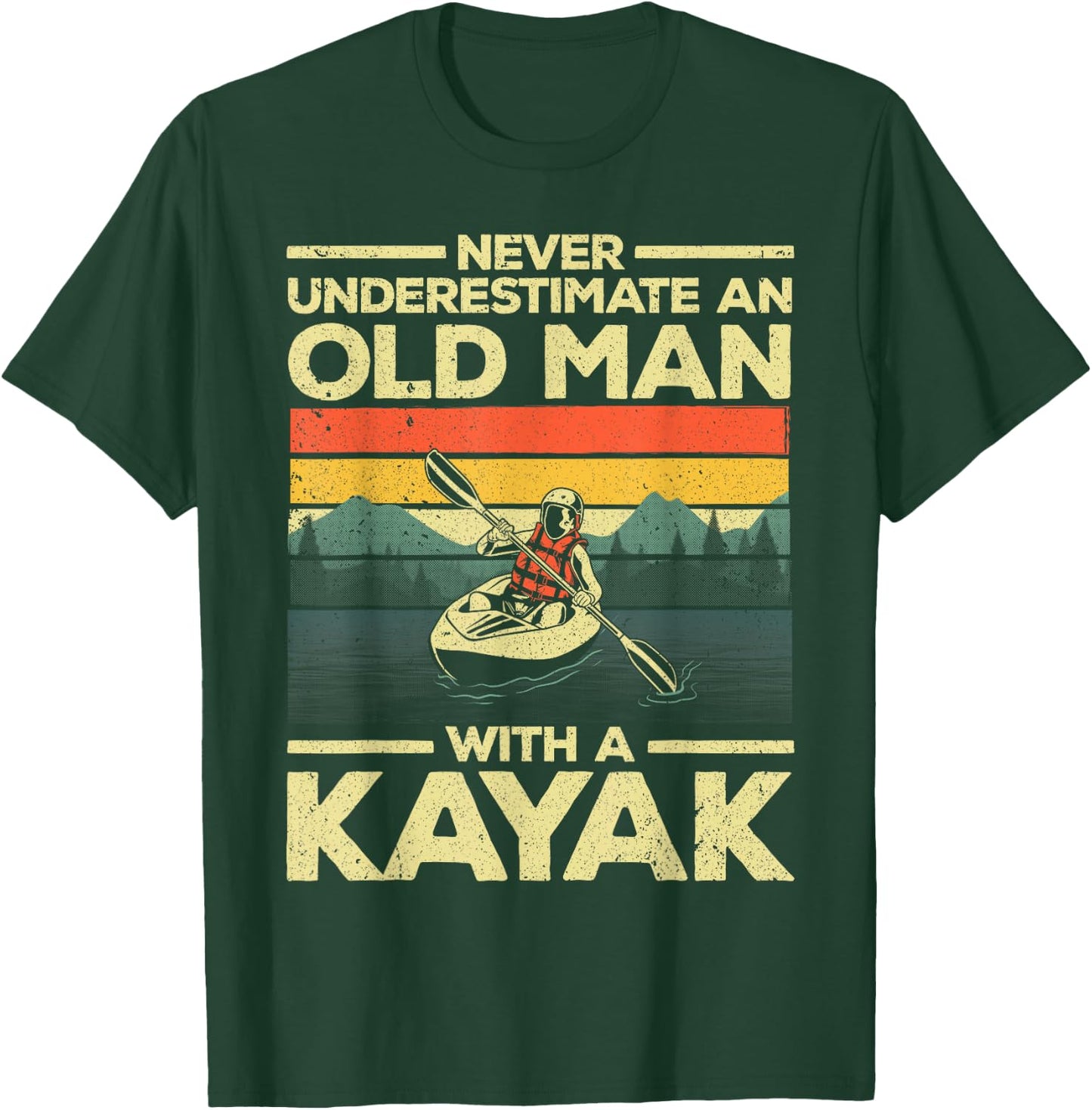 Funny Kayaking Design Grandpa Kayaker Kayak Lovers T-Shirt - T-Shirt | Forest