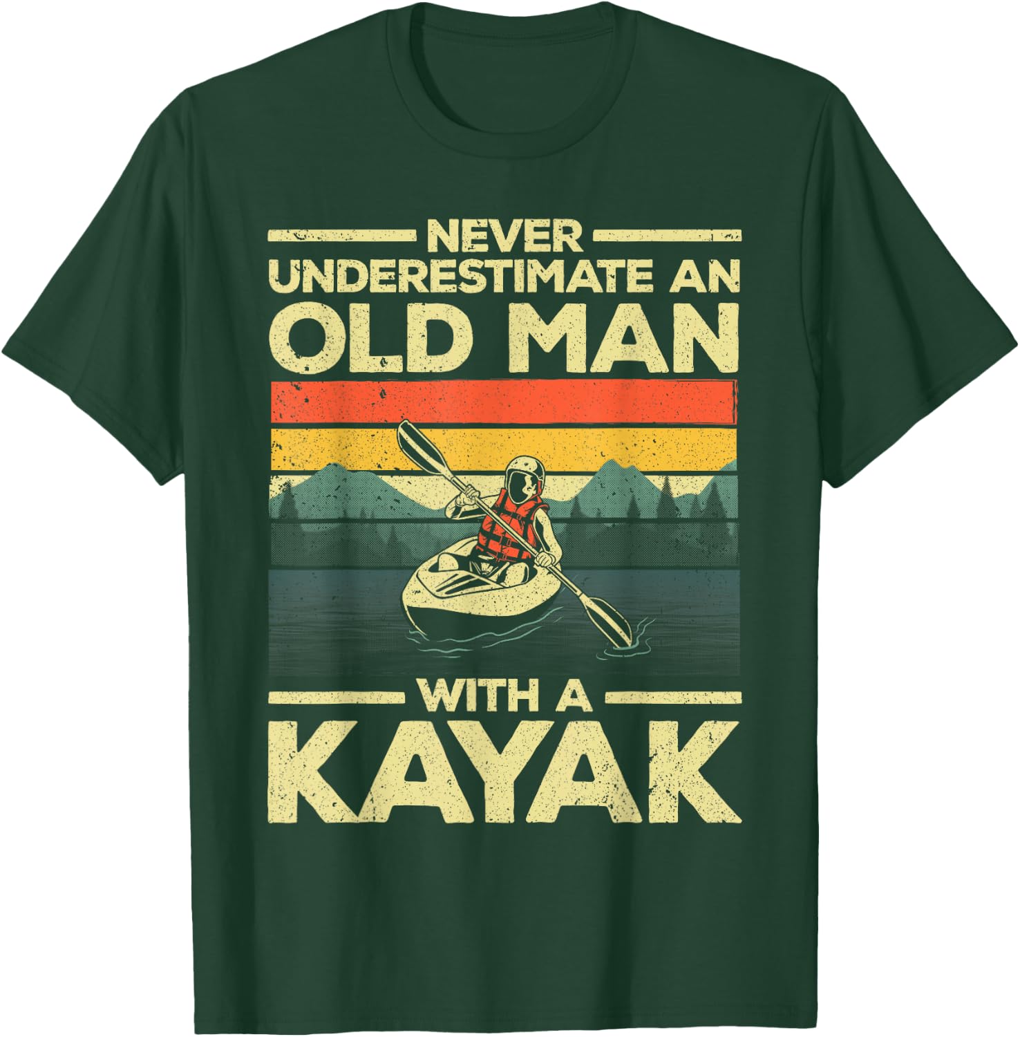 Funny Kayaking Design Grandpa Kayaker Kayak Lovers T-Shirt - T-Shirt | Forest