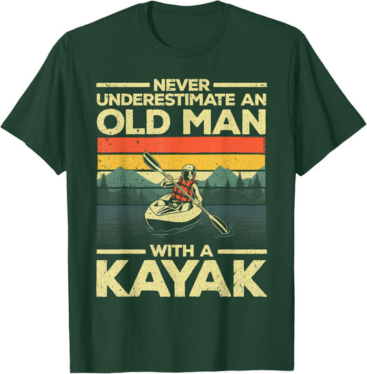 Funny Kayaking Design Grandpa Kayaker Kayak Lovers T-Shirt - T-Shirt | Forest