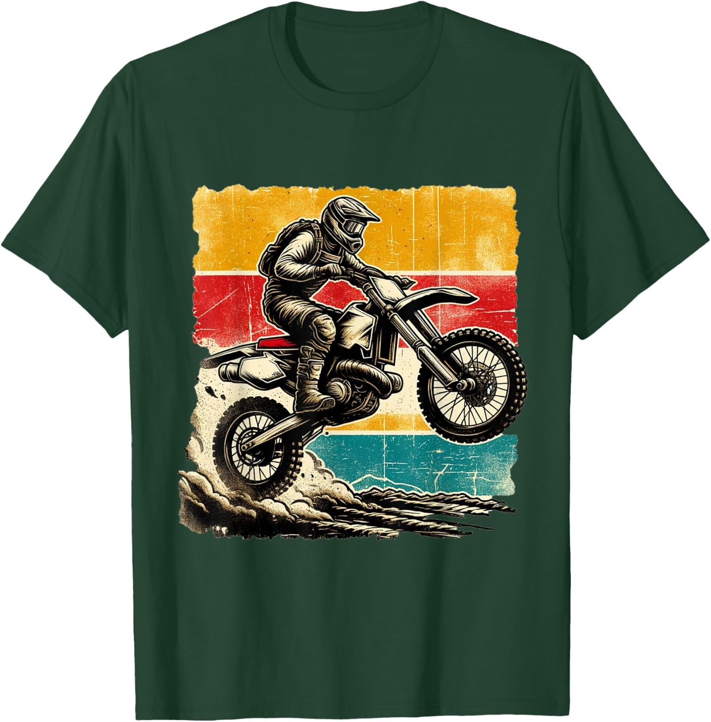Vintage Motocross Stunt Dirt Bike Racing MX Enduro Off-Road T-Shirt - T-Shirt | Forest