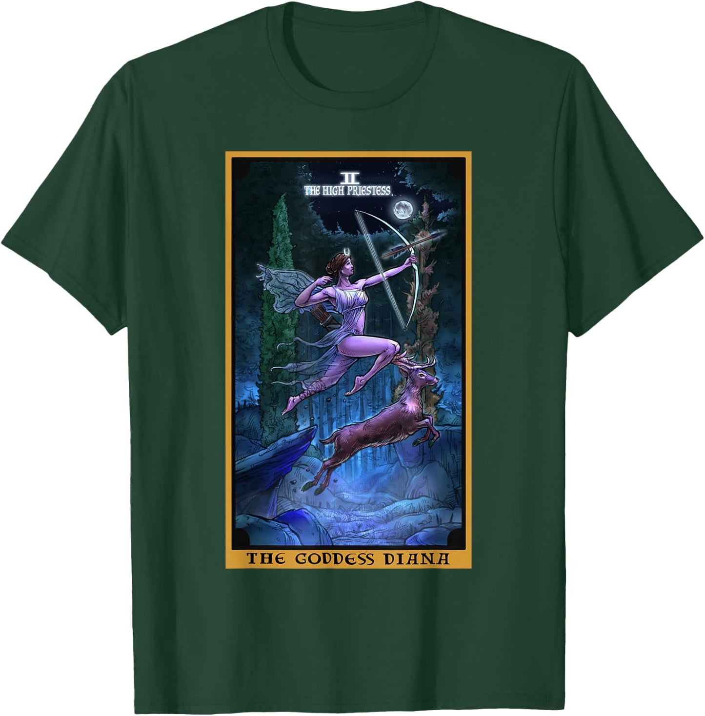 The Goddess Diana High Priestess Tarot Card Pagan Witchcraft T-Shirt - T-Shirt | Forest