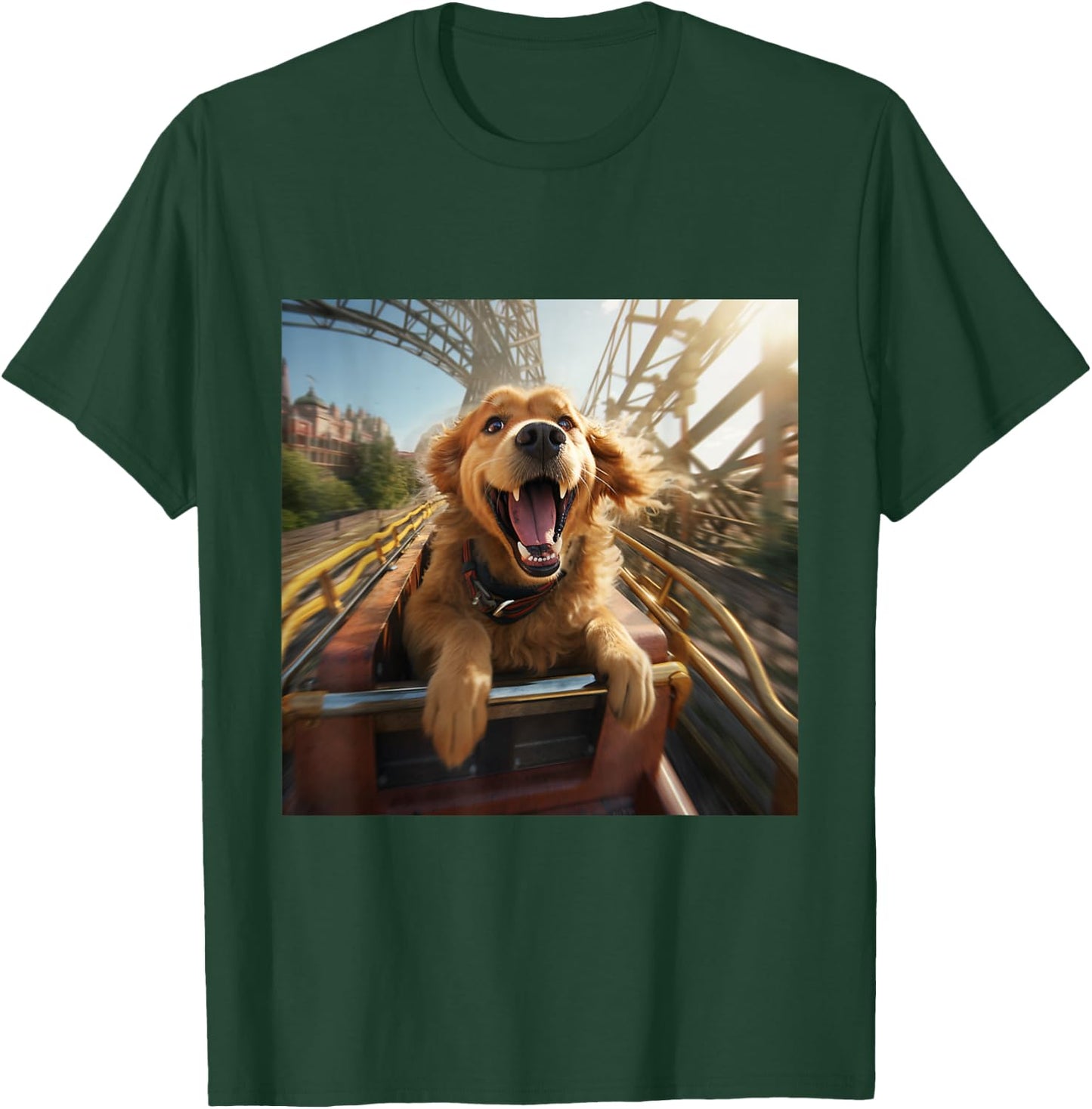 Labrador Retriever Puppy Dog Riding Roller Coaster Men Women Girls Kids T-Shirt - T-Shirt | Forest