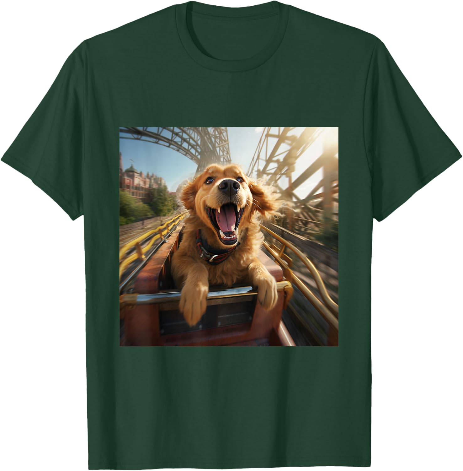 Labrador Retriever Puppy Dog Riding Roller Coaster Men Women Girls Kids T-Shirt - T-Shirt | Forest