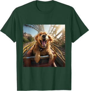 Labrador Retriever Puppy Dog Riding Roller Coaster Men Women Girls Kids T-Shirt - T-Shirt | Forest