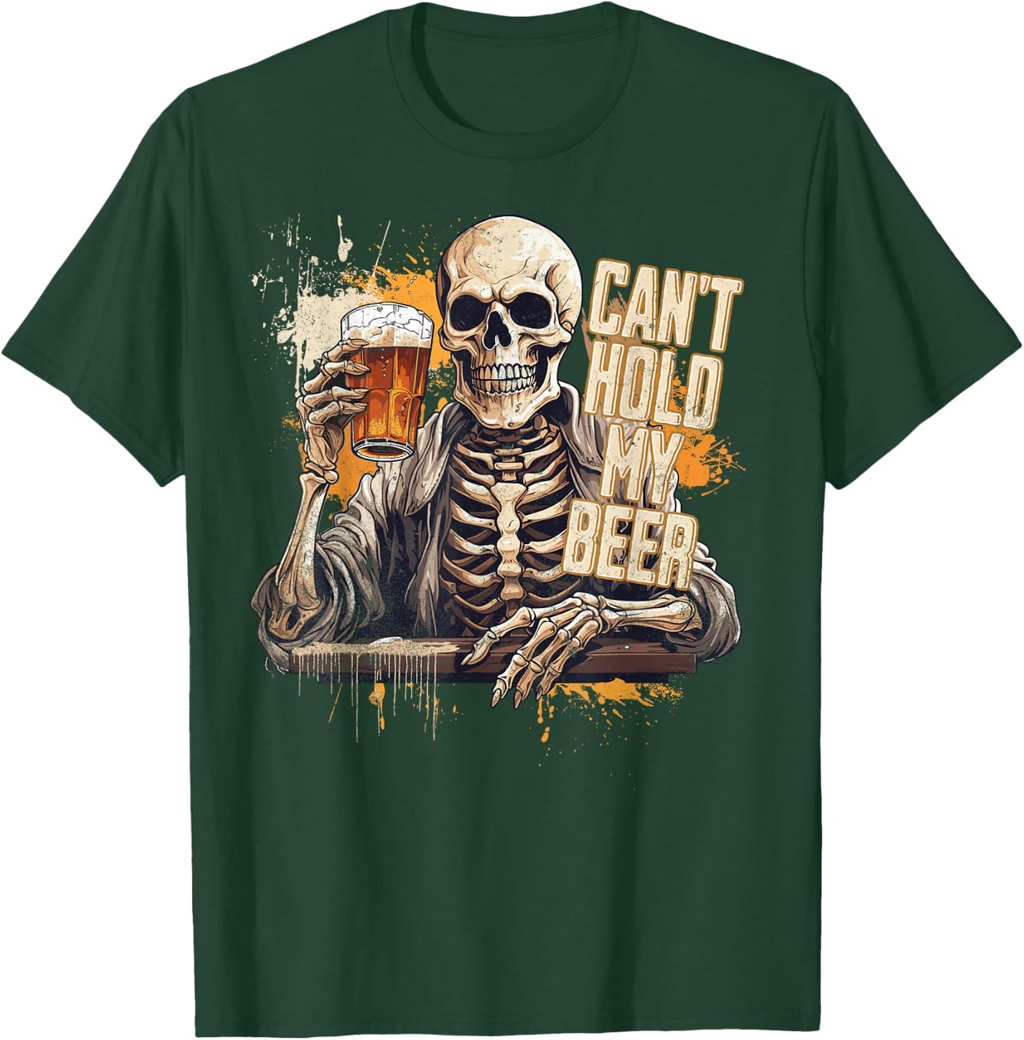 I Can't Hold My Beer Funny Craft Drinking Skeleton T-Shirt - T-Shirt | Forest