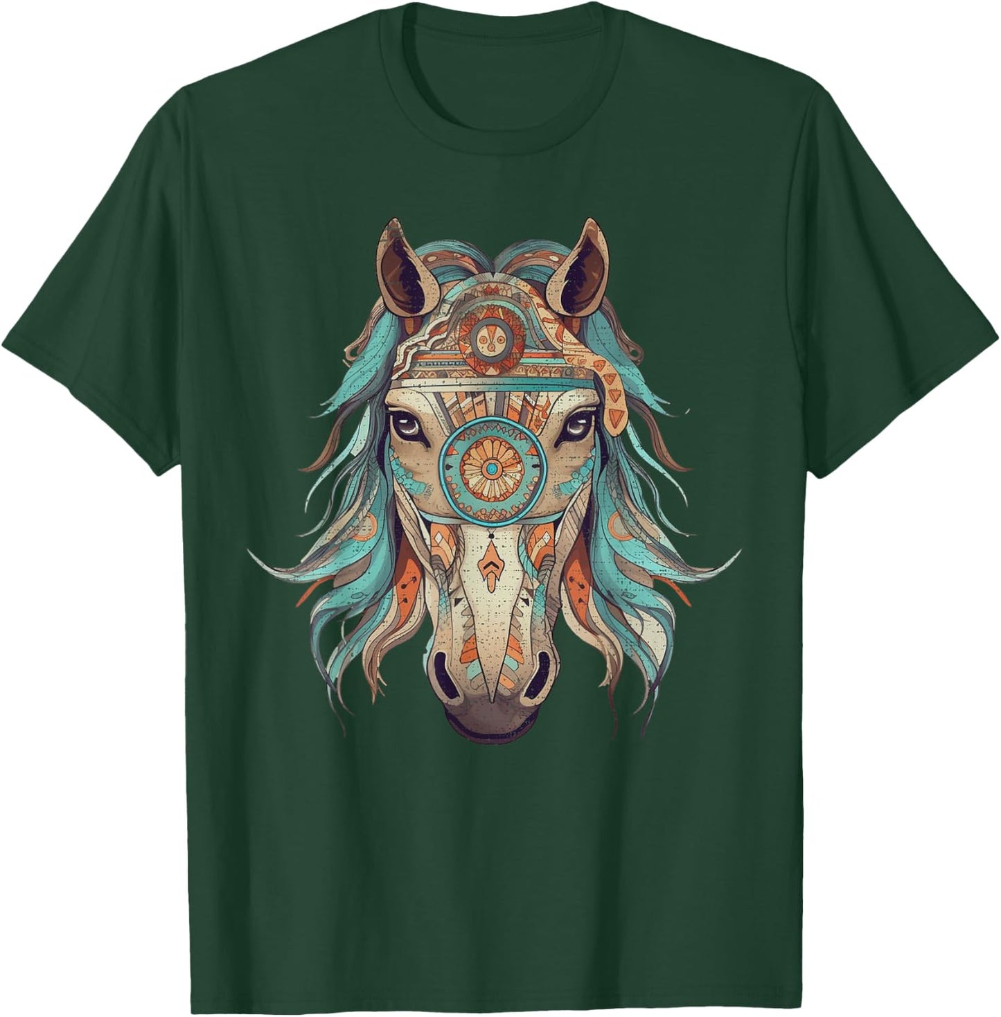 Horse Tribal Abstract Art Native American Geometric Horses T-Shirt - T-Shirt | Forest