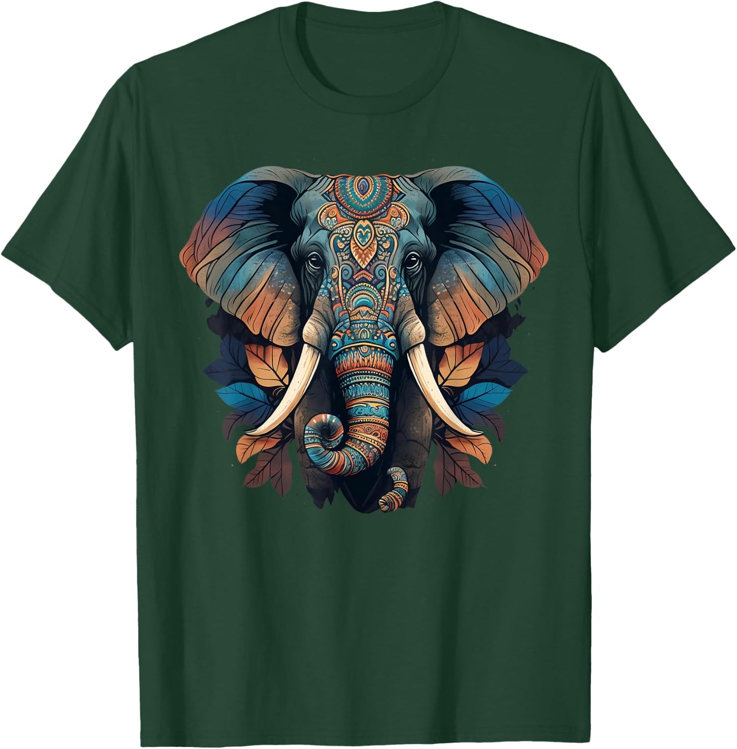 Geometry Elephant Mandala Art T-Shirt - T-Shirt | Forest