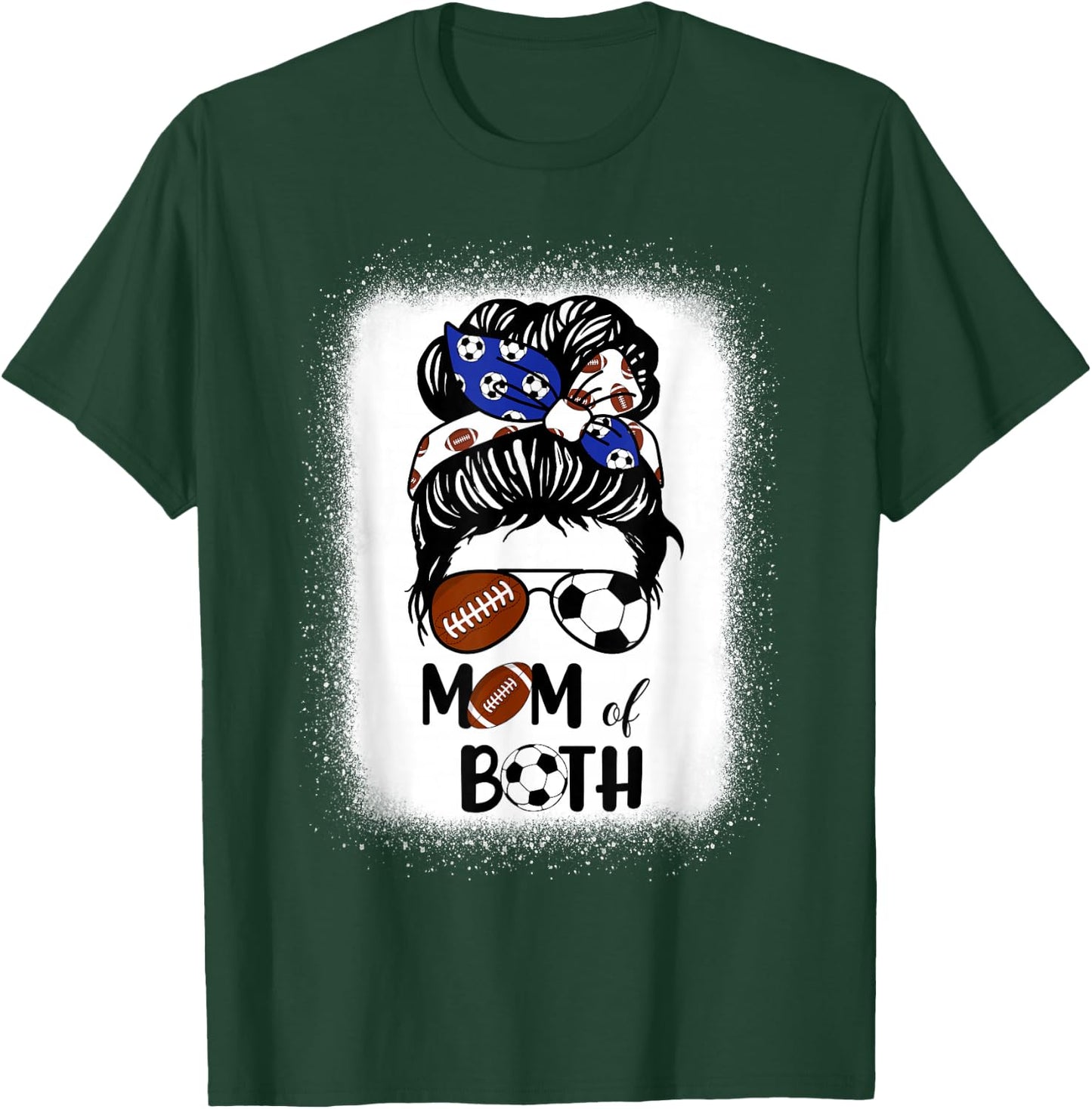 Messy Bun Soccer Mom Football Mom Of Both Mothers Day T-Shirt - T-Shirt | Forest