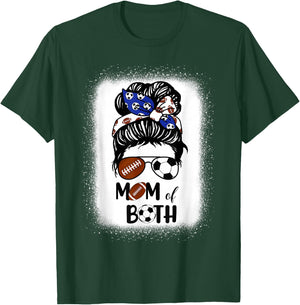 Messy Bun Soccer Mom Football Mom Of Both Mothers Day T-Shirt - T-Shirt | Forest
