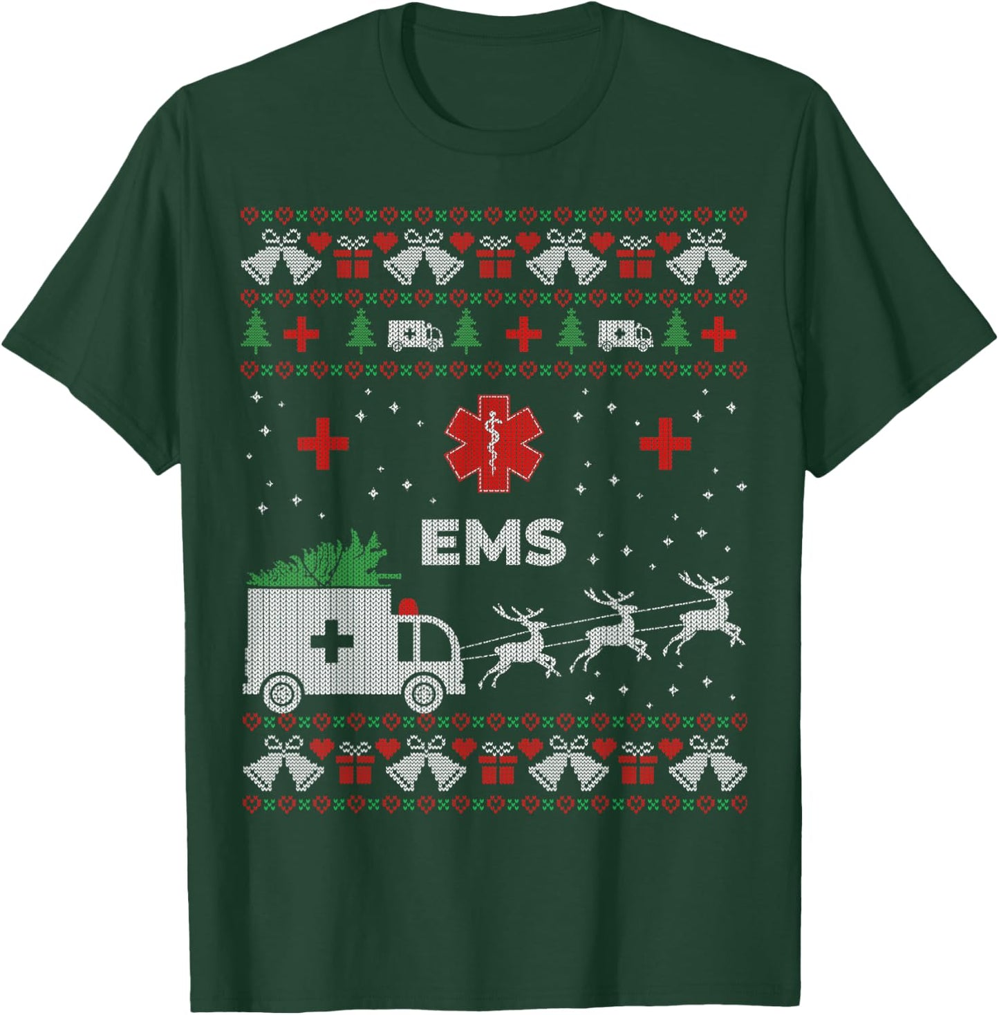 Funny EMS Paramedical Ugly Christmas Sweater T-Shirt - T-Shirt | Forest