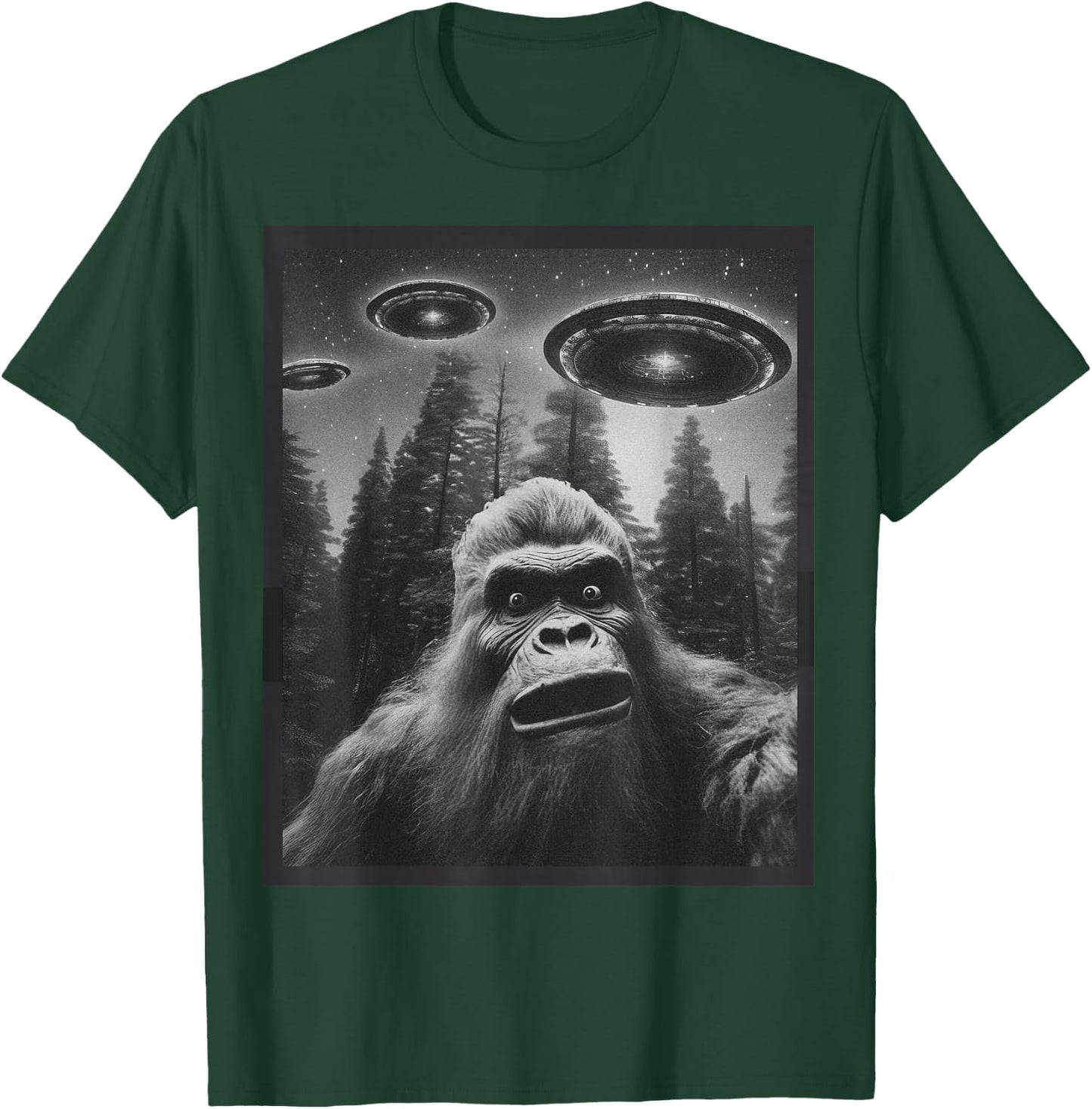 CAT Funny Women Bigfoot Sasquatch Alien UFO T-Shirt - T-Shirt | Forest