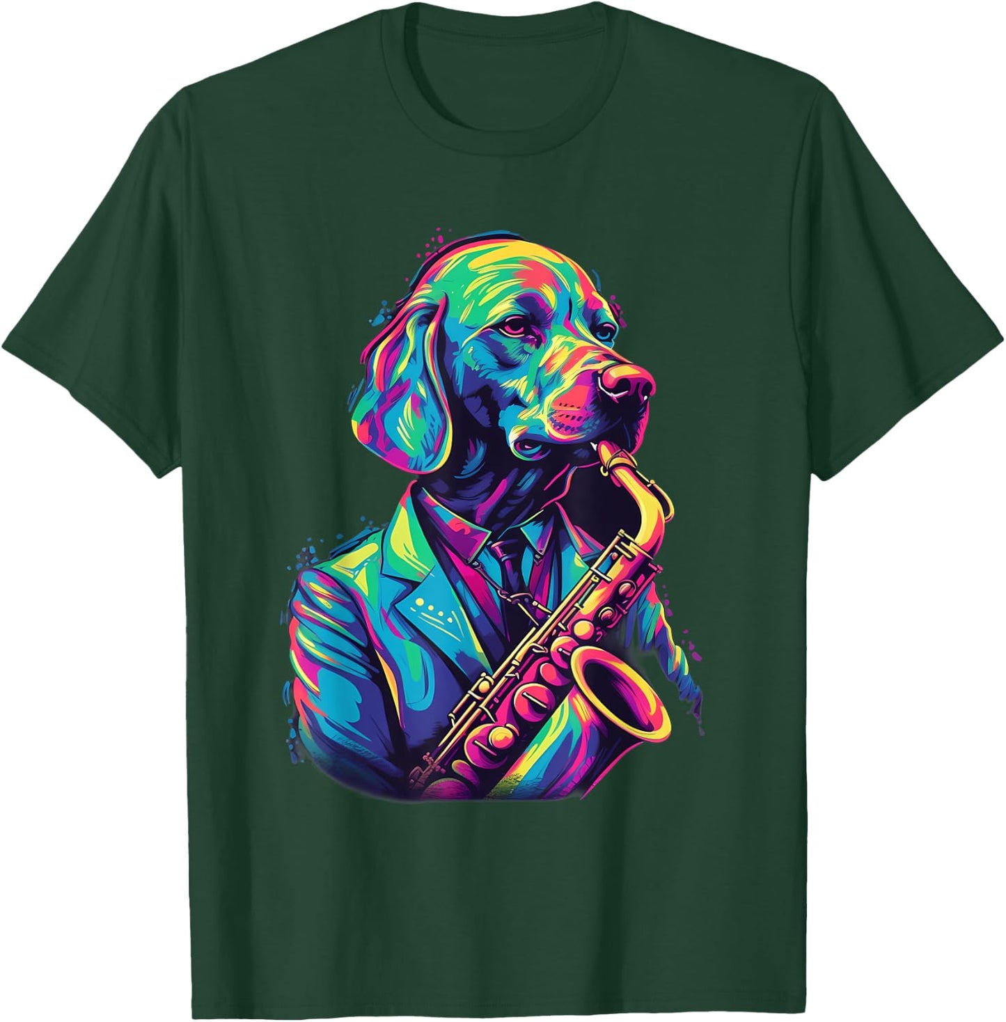 Jazz Musician Labrador Retriever Dog Saxophone T-Shirt - T-Shirt | Forest