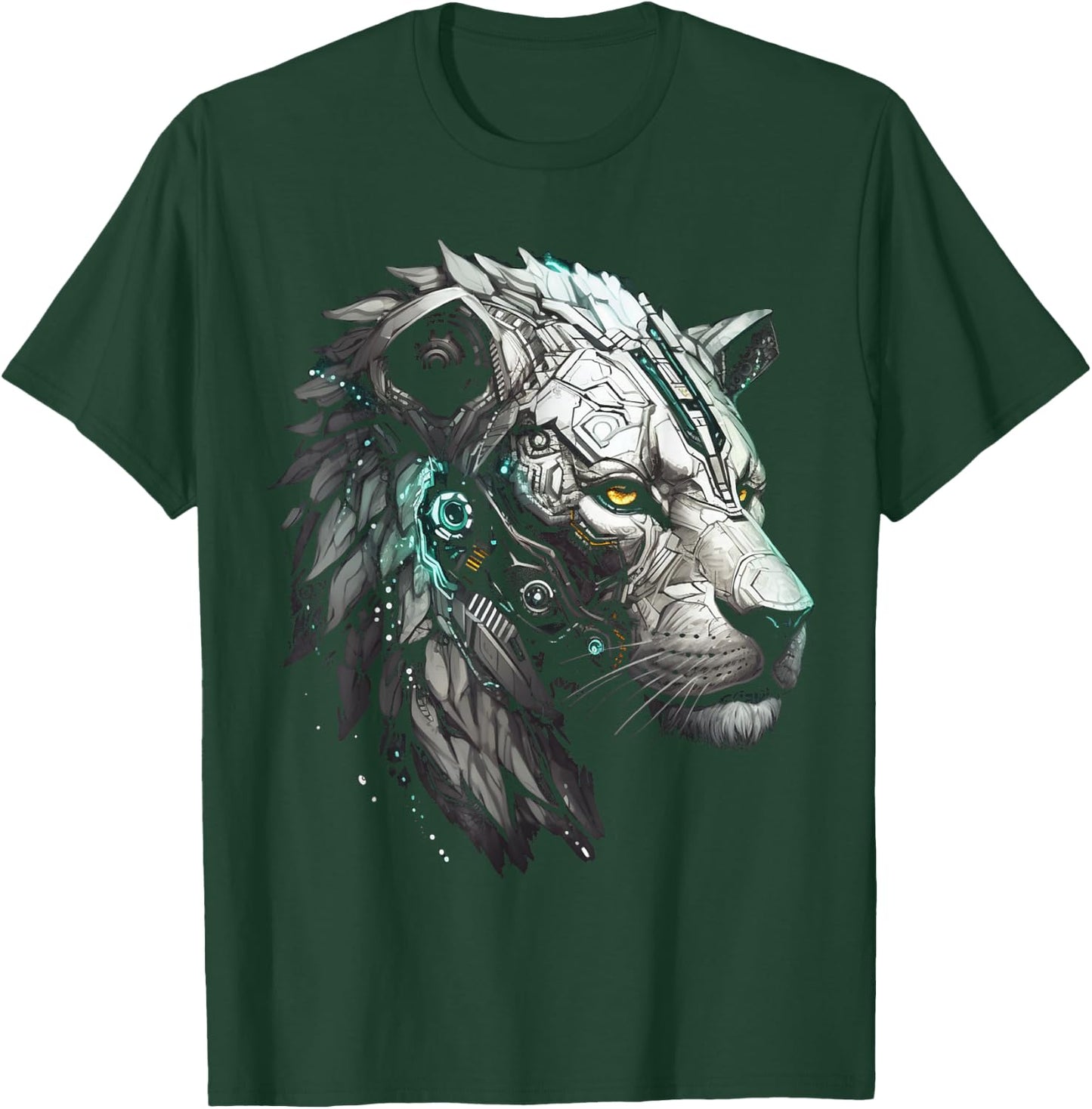 Lion Animal Robot Fantasy Art - Animal Motif Artwork Lion T-Shirt - T-Shirt | Forest