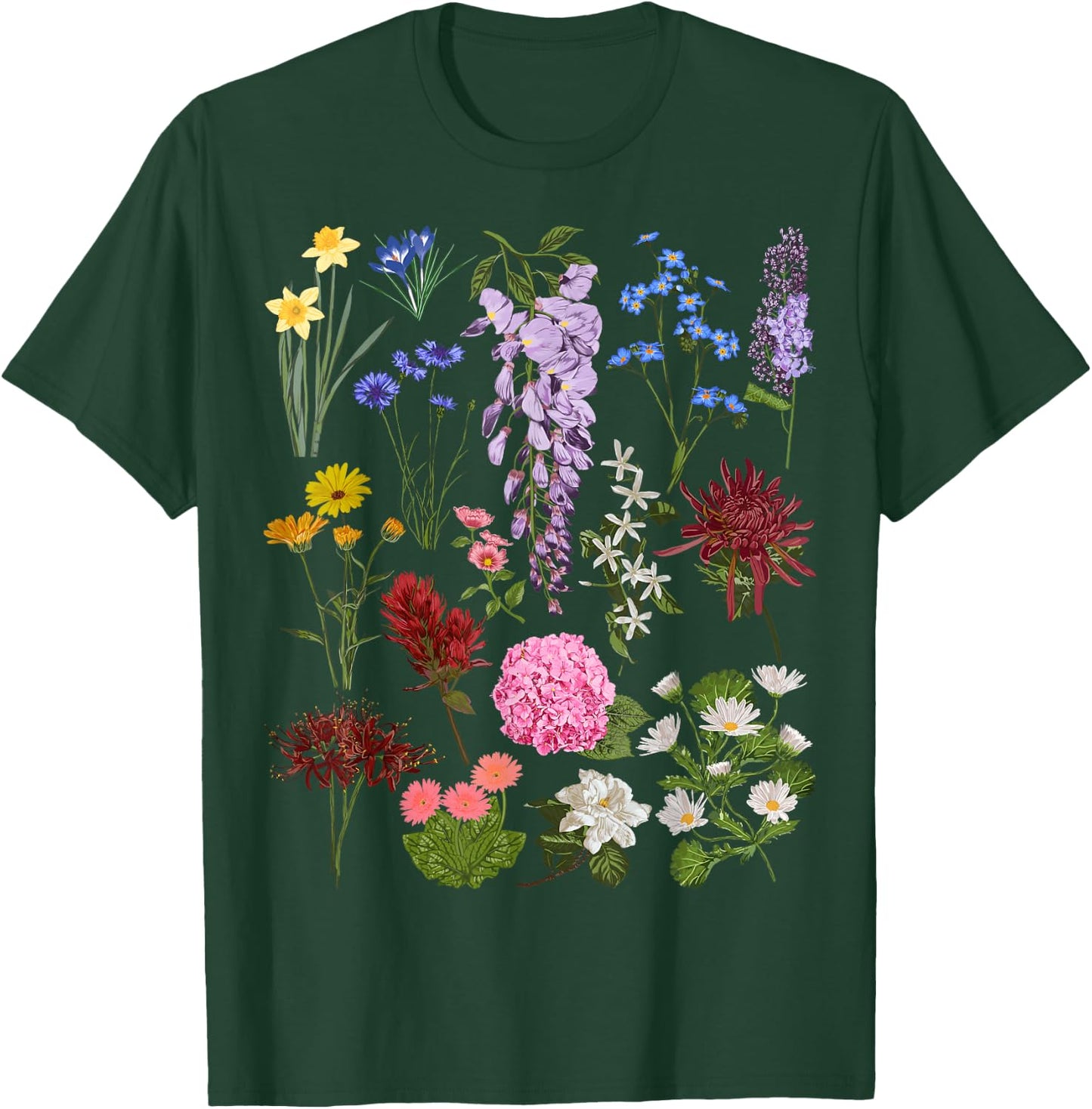 Vintage Flower Botanical Illustration Chart Plant T-Shirt - T-Shirt | Forest