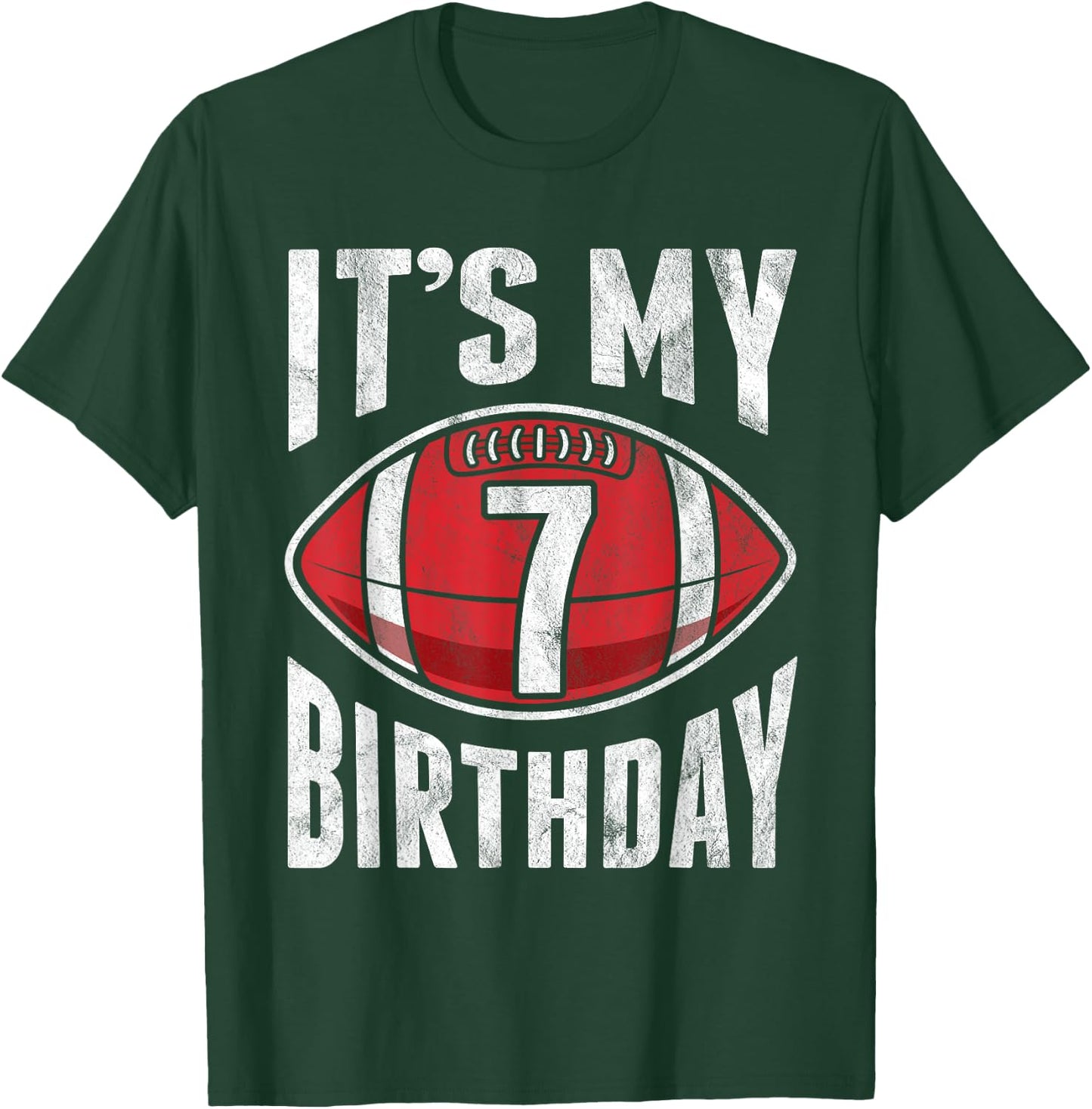 7 Years Old American Football 7th Birthday Boy Retro Style T-Shirt - T-Shirt | Forest