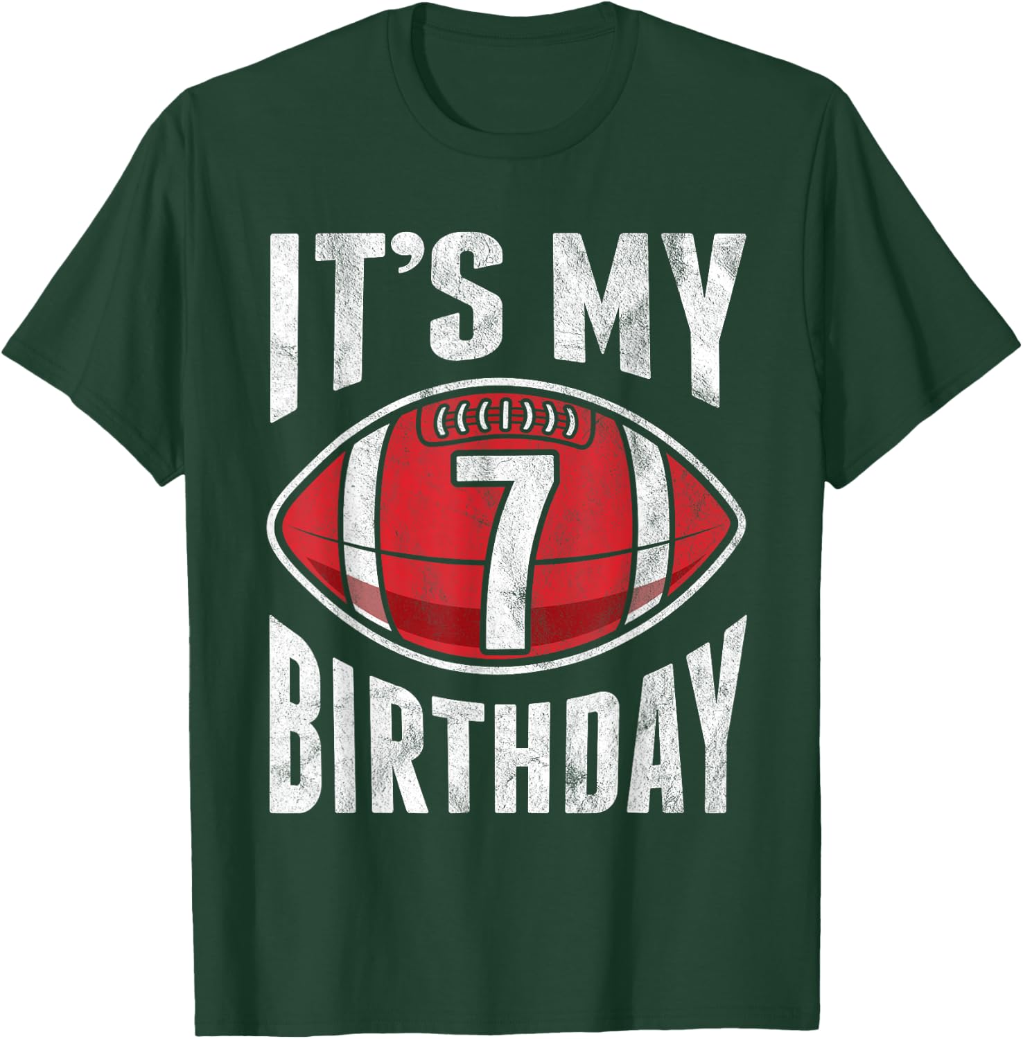 7 Years Old American Football 7th Birthday Boy Retro Style T-Shirt - T-Shirt | Forest