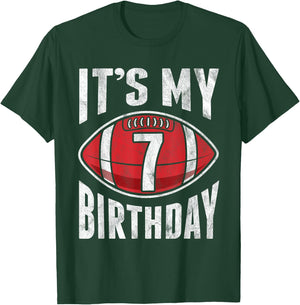 7 Years Old American Football 7th Birthday Boy Retro Style T-Shirt - T-Shirt | Forest