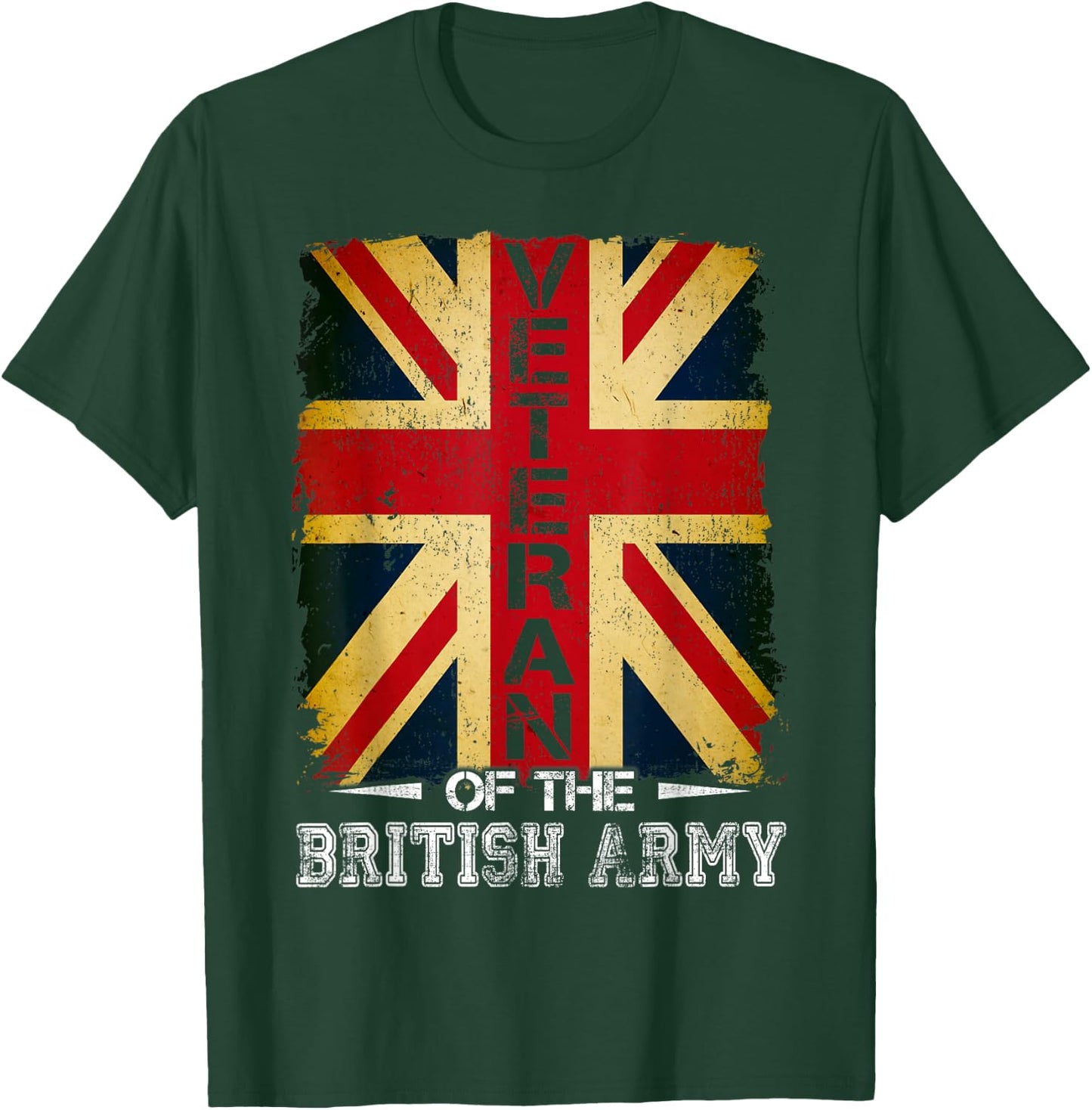 British Army Veteran Soldier Union Jack Flag UK Armed Forces T-Shirt - T-Shirt | Forest