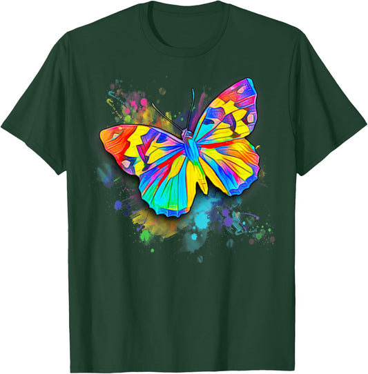 Colorful & Pretty Retro Butterfly Gear , Men & Kids T-Shirt - T-Shirt | Forest