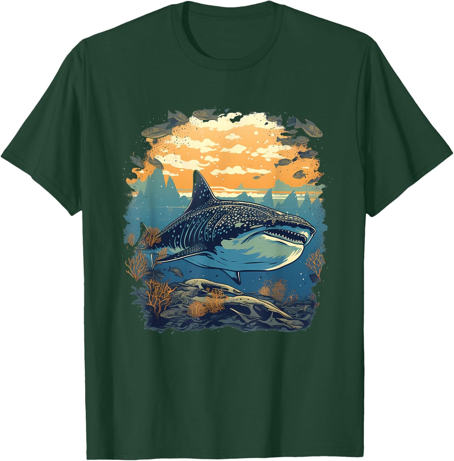 Retro Style Whale Shark T-Shirt - T-Shirt | Forest